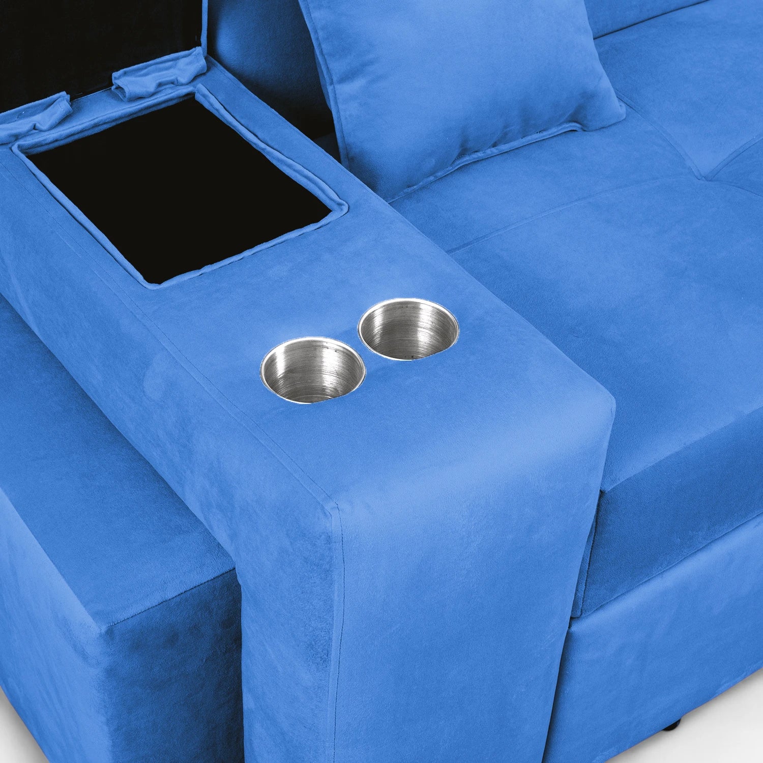 Sofá Cama Romeo - Tela Felpa Azul Petróleo