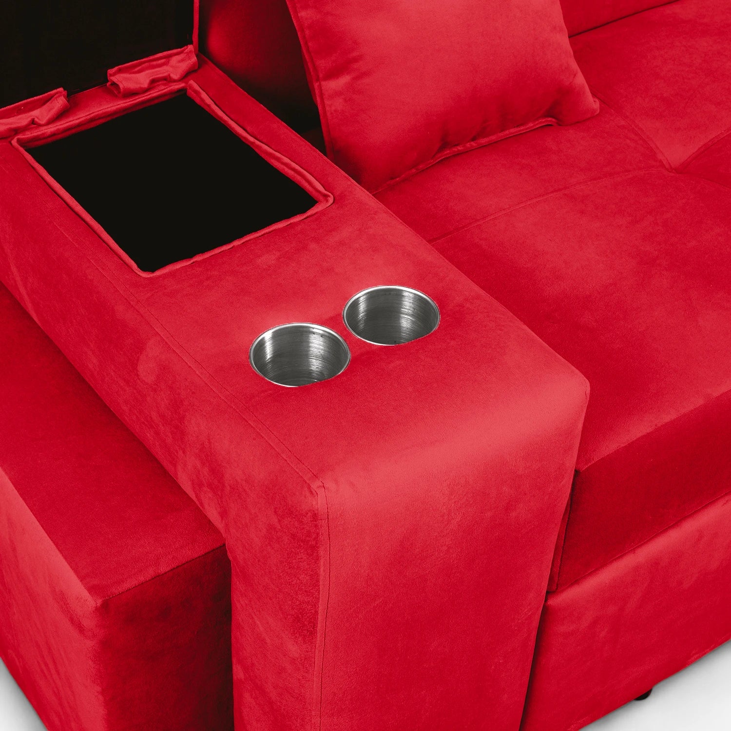 Sofá Cama Romeo - Tela Felpa Rojo