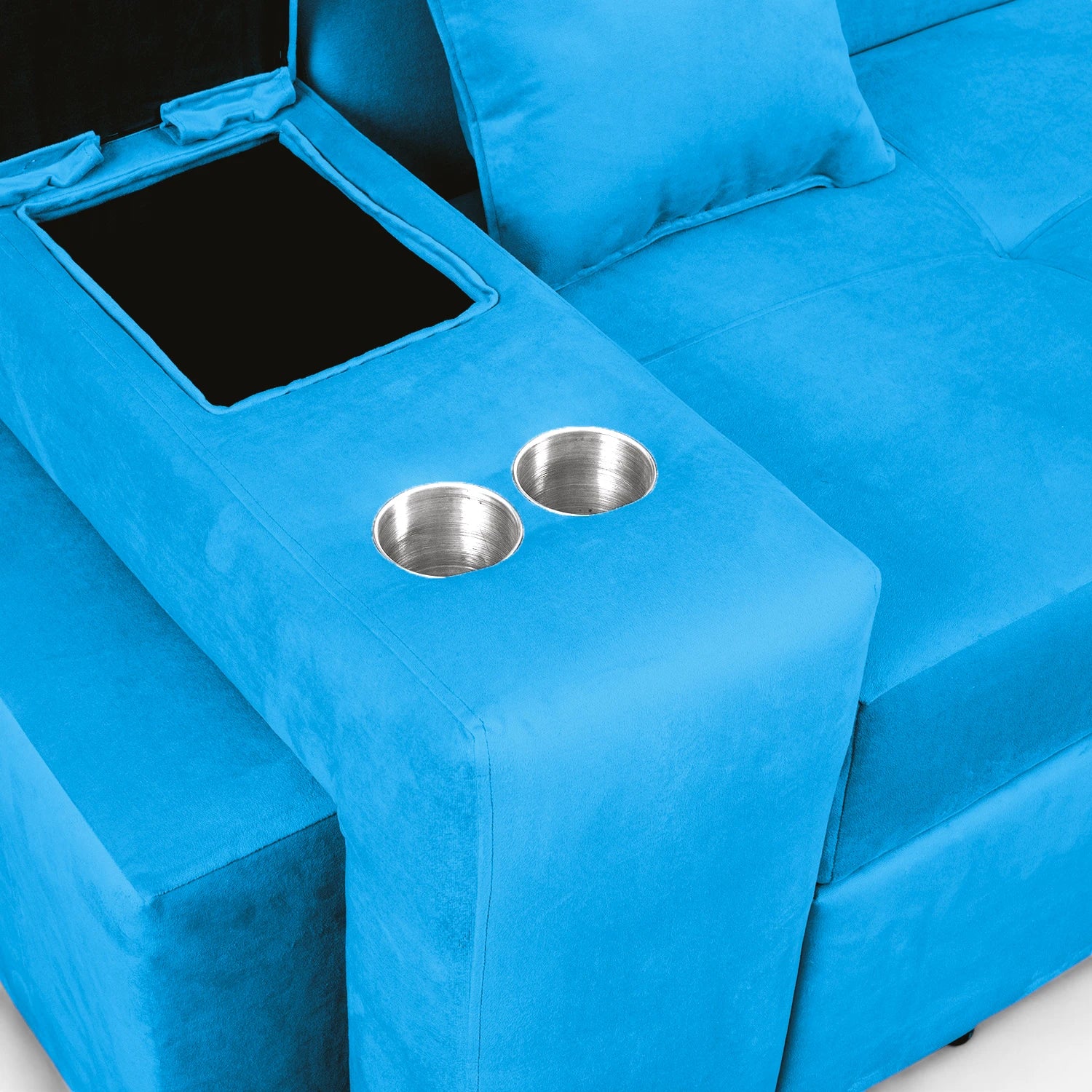 Sofá Cama Romeo - Tela Felpa Turquesa