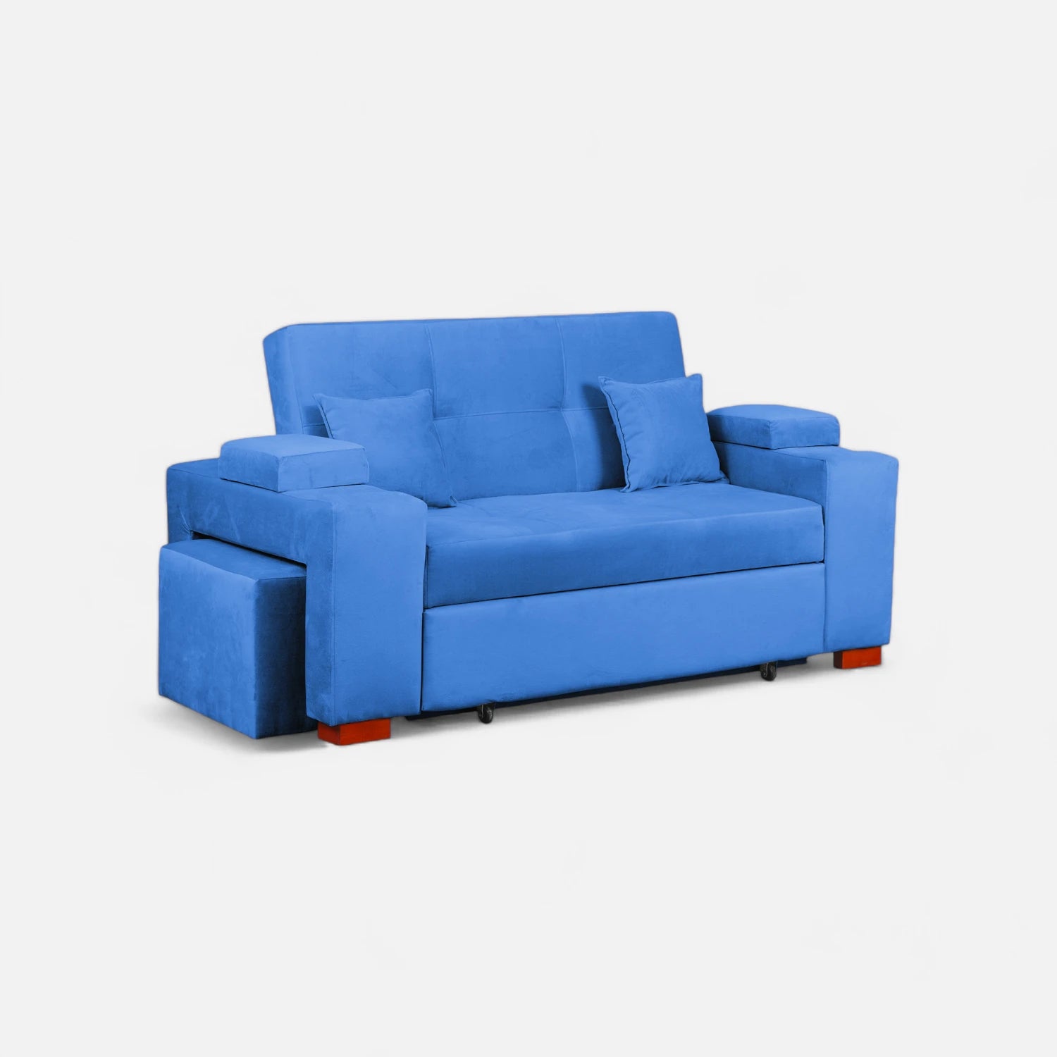 Sofá Cama Romeo - Tela Felpa Azul Petróleo