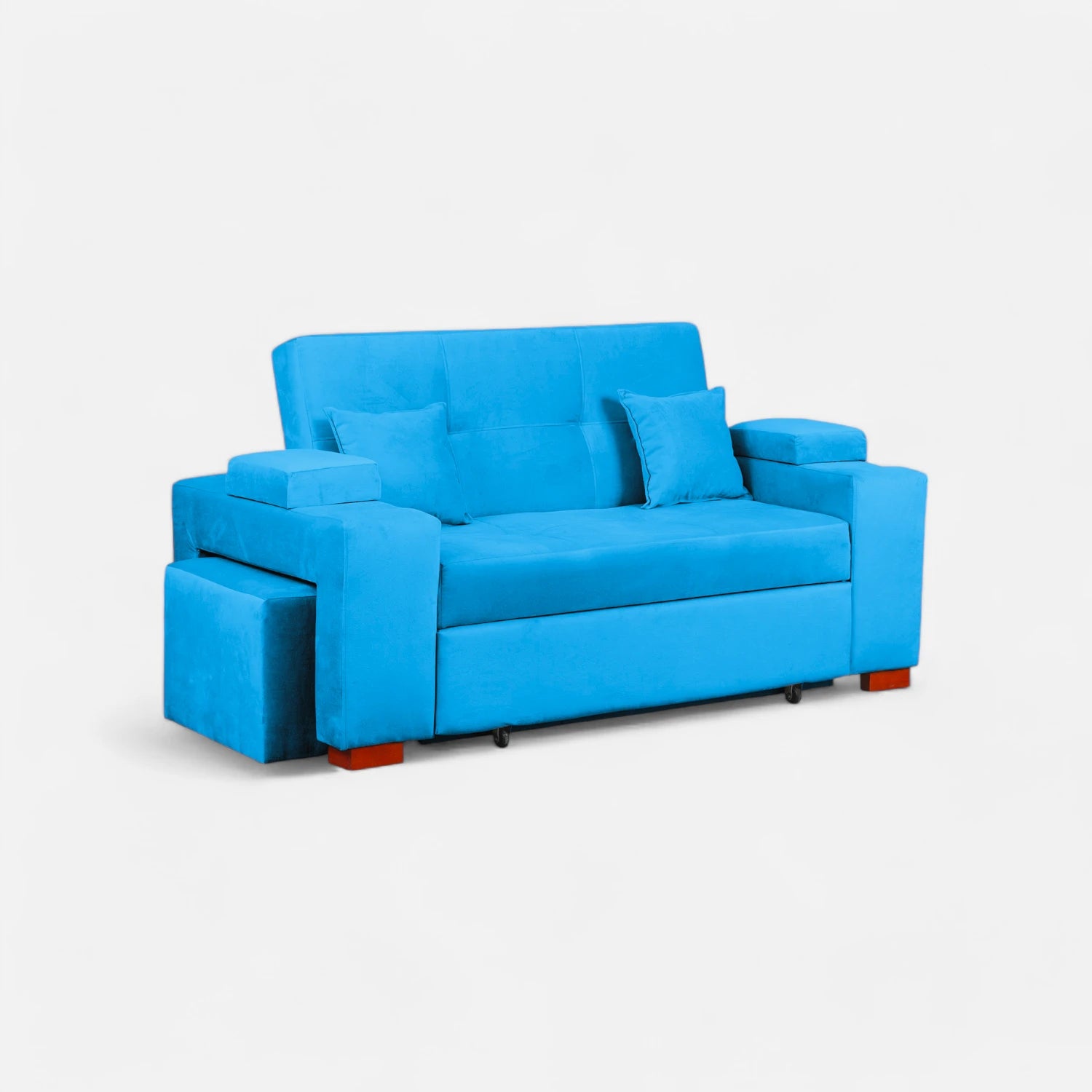 Sofá Cama Romeo - Tela Felpa Turquesa