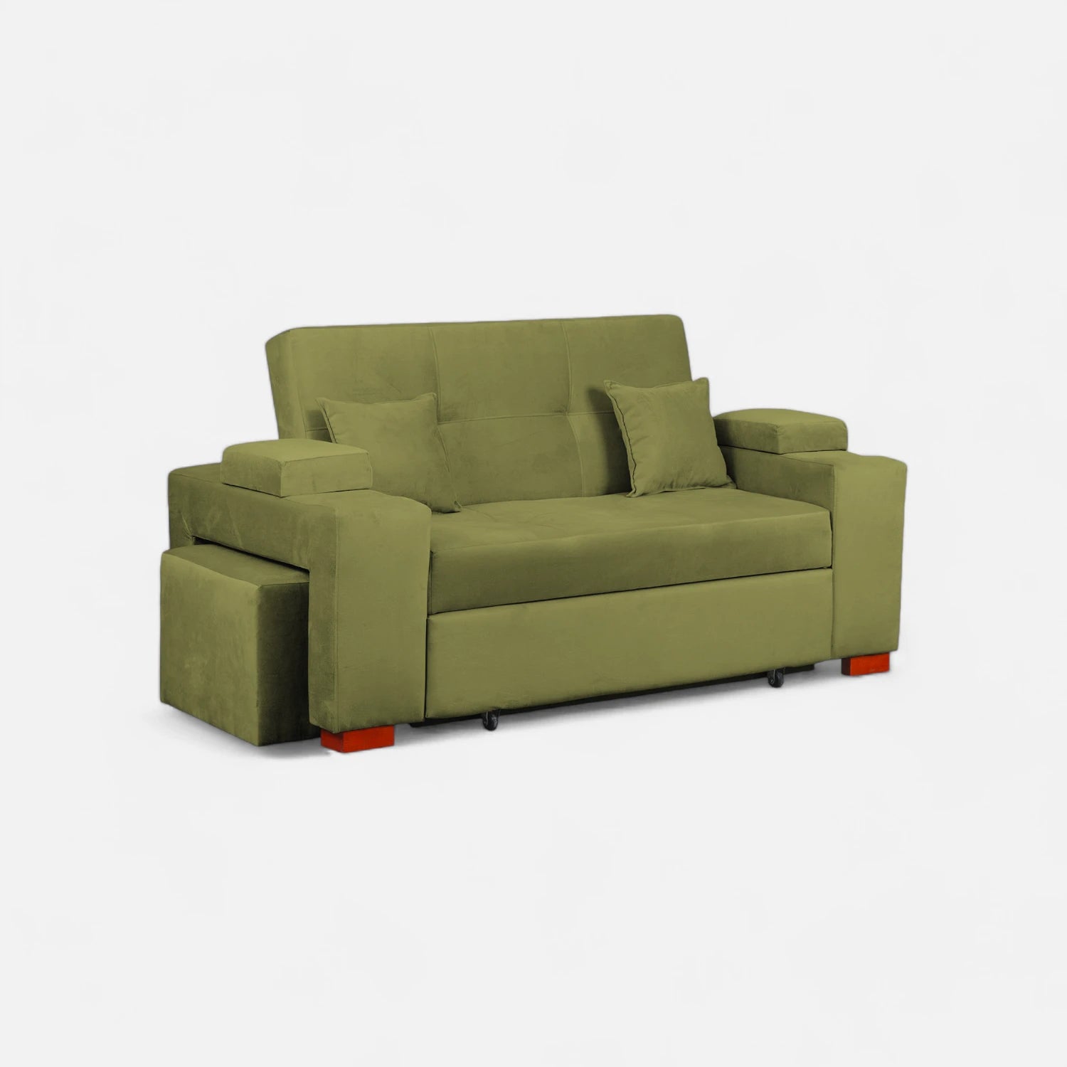 Sofá Cama Romeo - Tela Felpa Verde Musgo