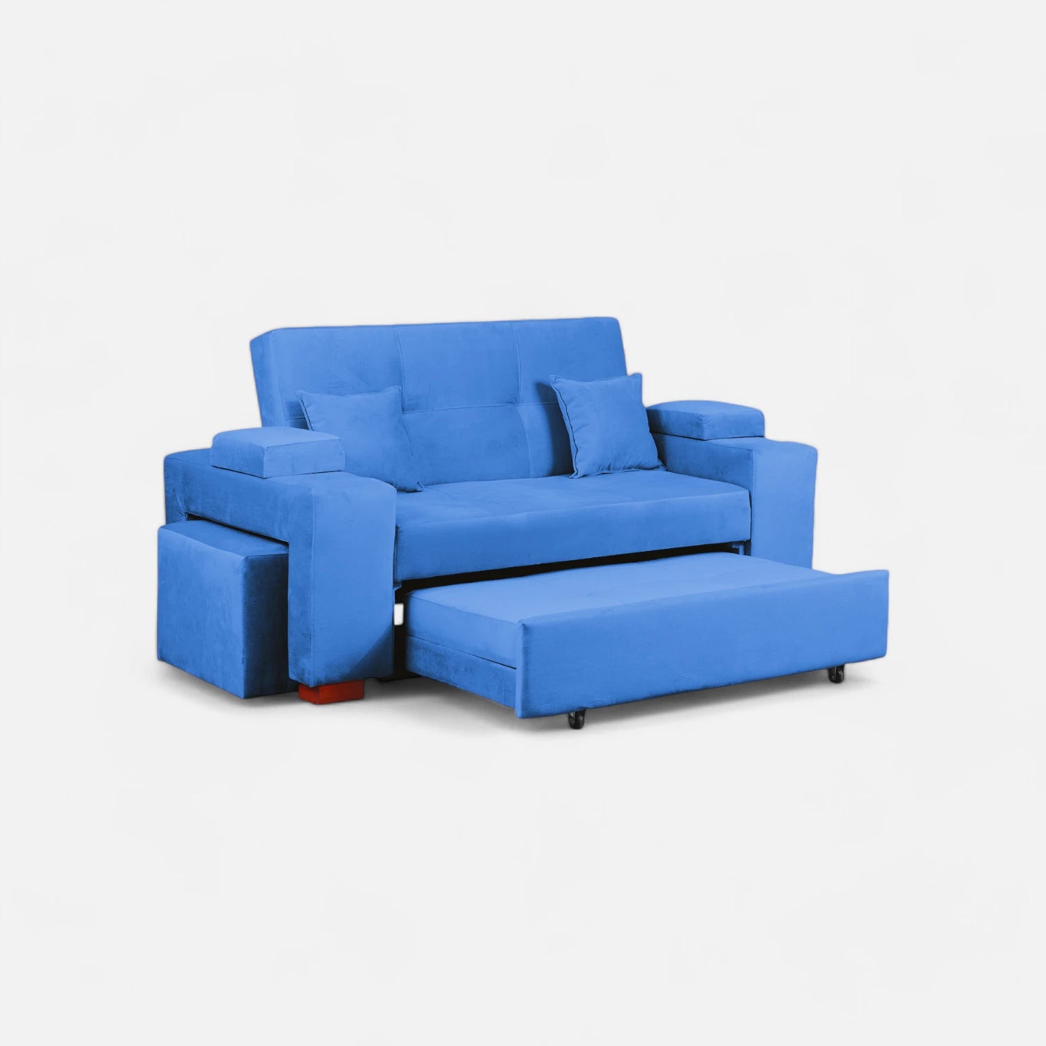 Sofá Cama Romeo - Tela Felpa Azul Petróleo