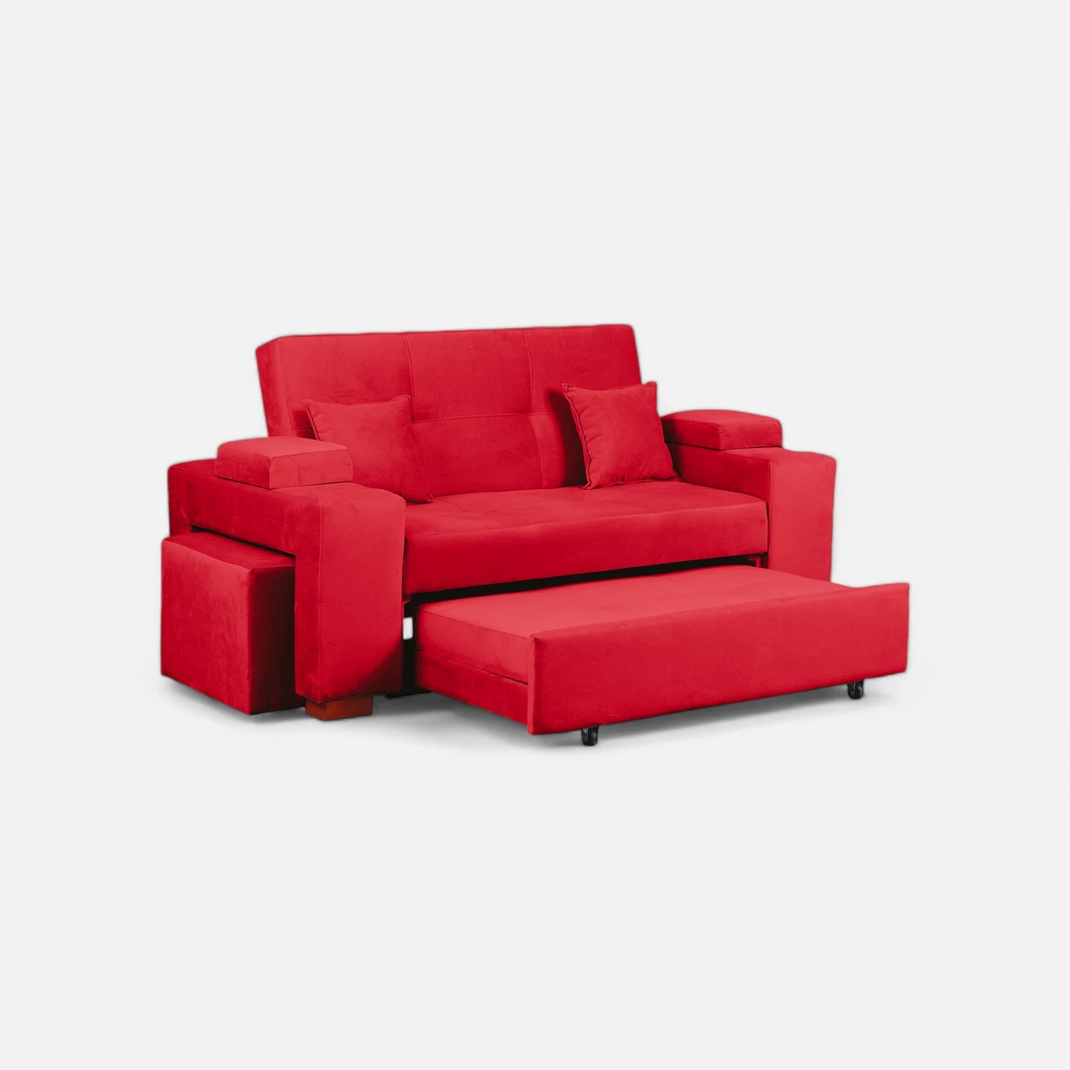 Sofá Cama Romeo - Tela Felpa Rojo