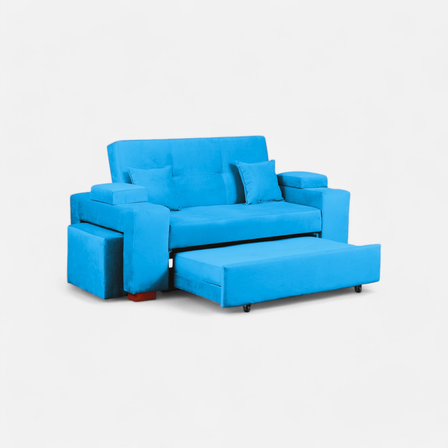 Sofá Cama Romeo - Tela Felpa Turquesa