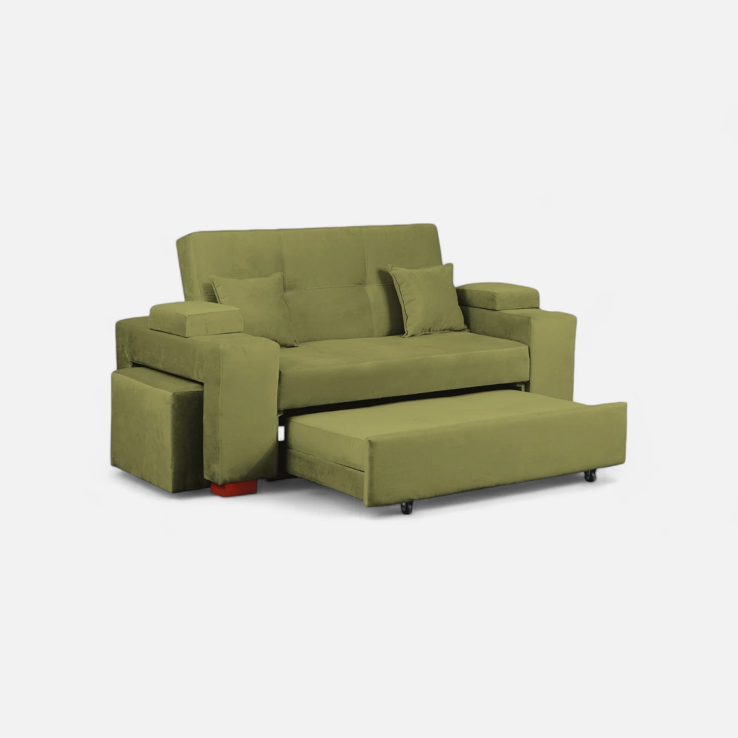 Sofá Cama Romeo - Tela Felpa Verde Musgo