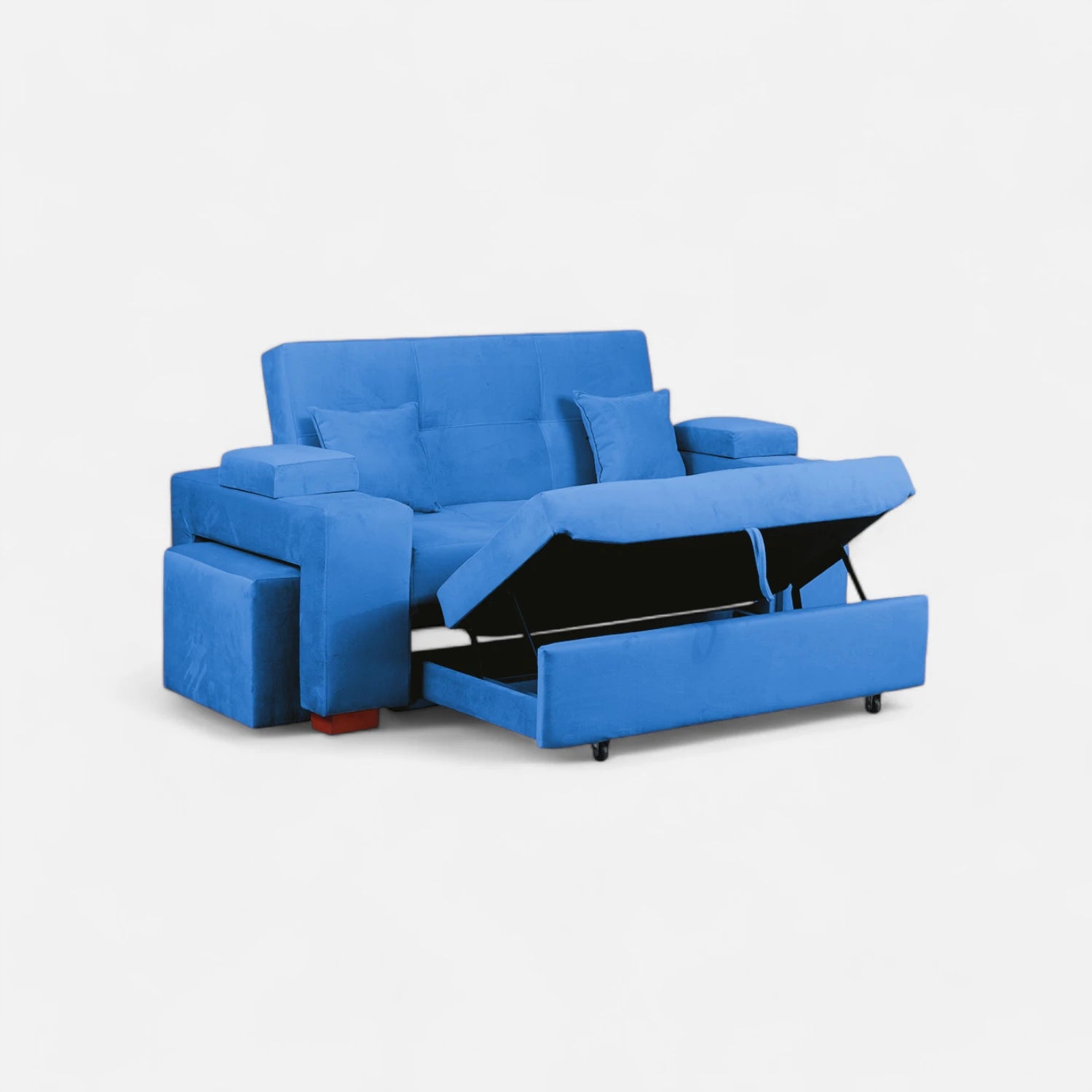 Sofá Cama Romeo - Tela Felpa Azul Petróleo