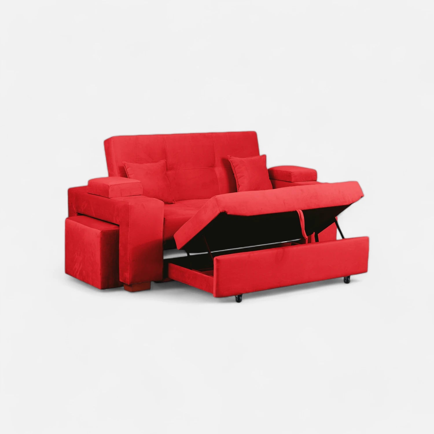 Sofá Cama Romeo - Tela Felpa Rojo
