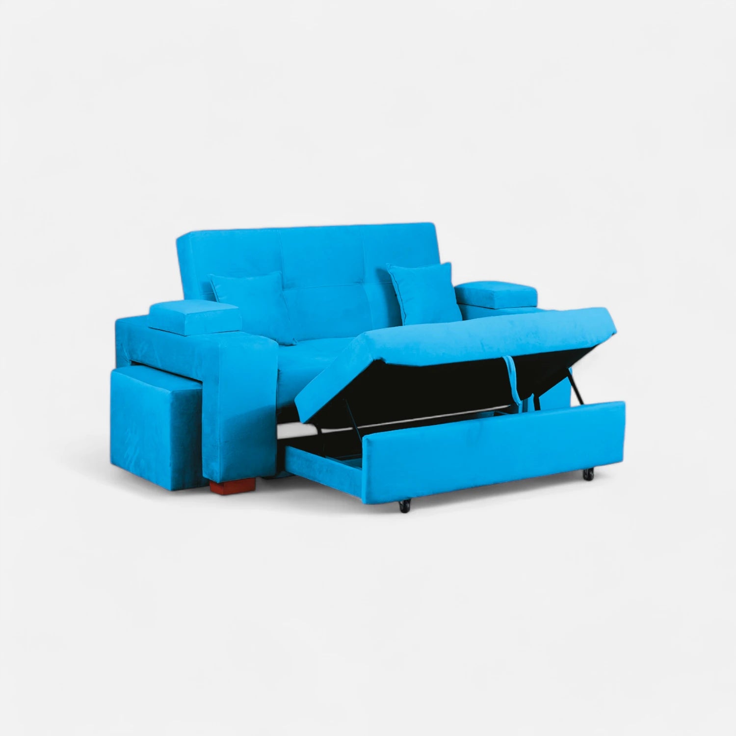 Sofá Cama Romeo - Tela Felpa Turquesa