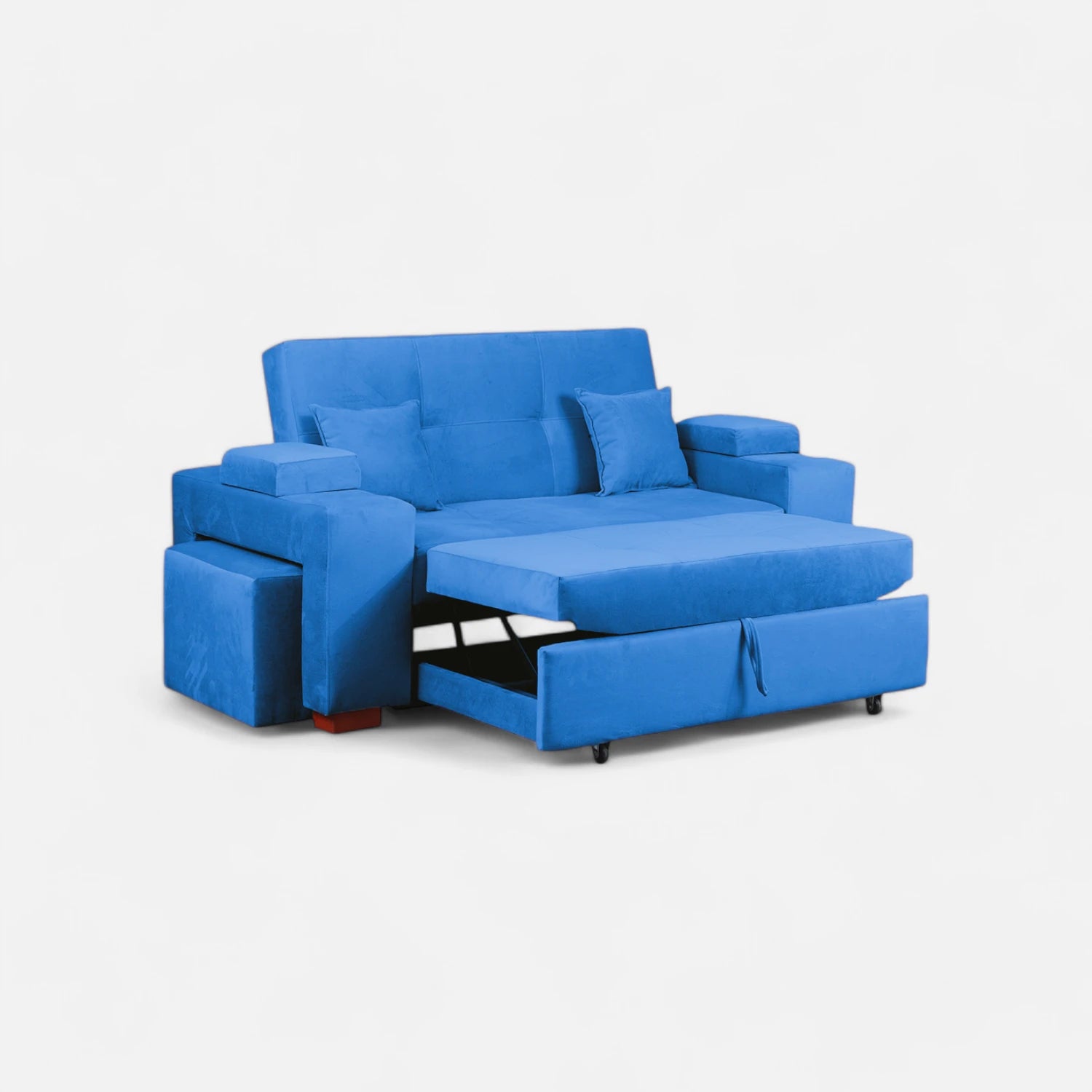 Sofá Cama Romeo - Tela Felpa Azul Petróleo