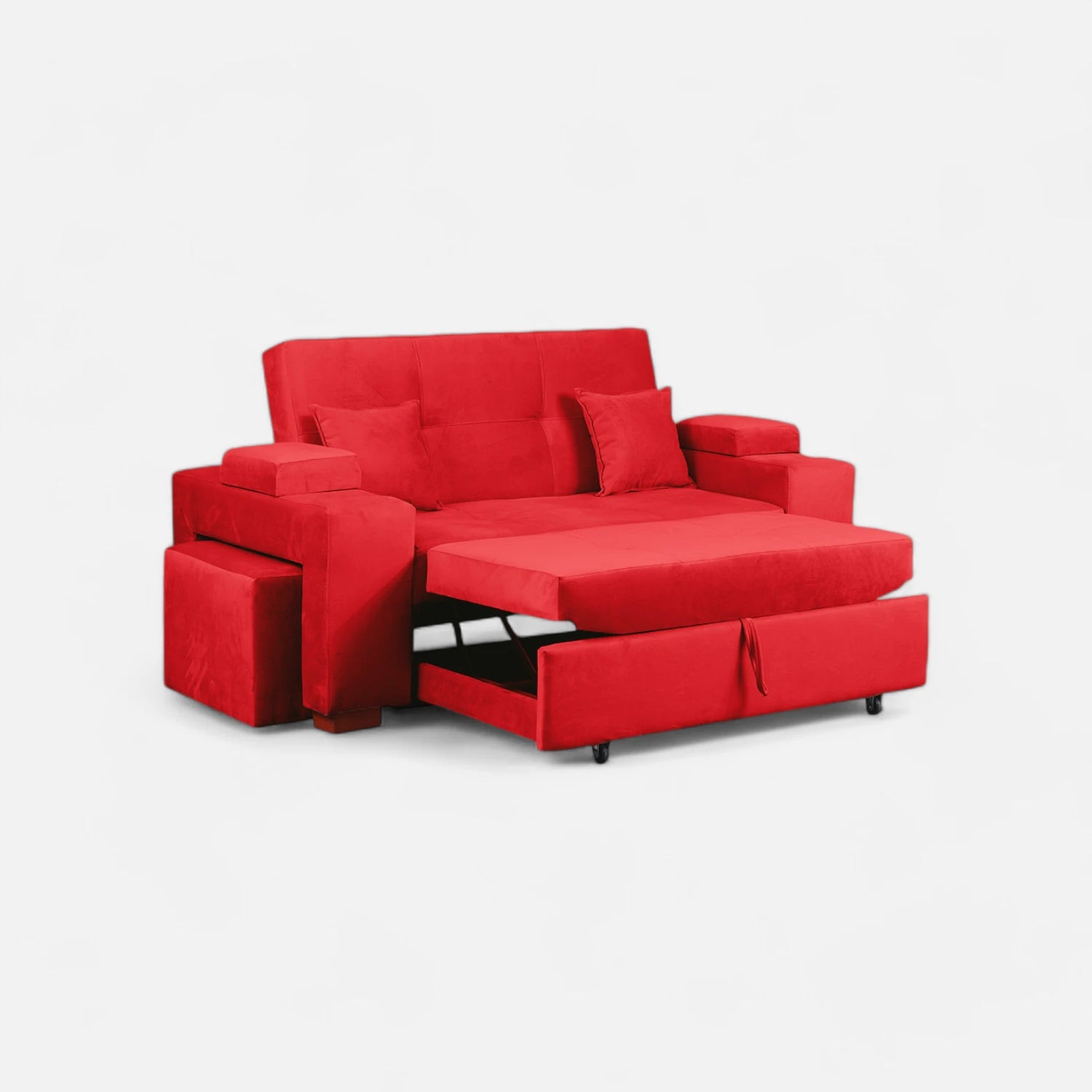 Sofá Cama Romeo - Tela Felpa Rojo