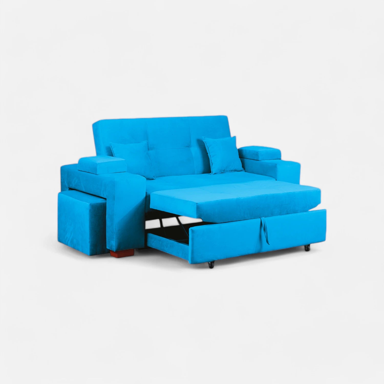 Sofá Cama Romeo - Tela Felpa Turquesa