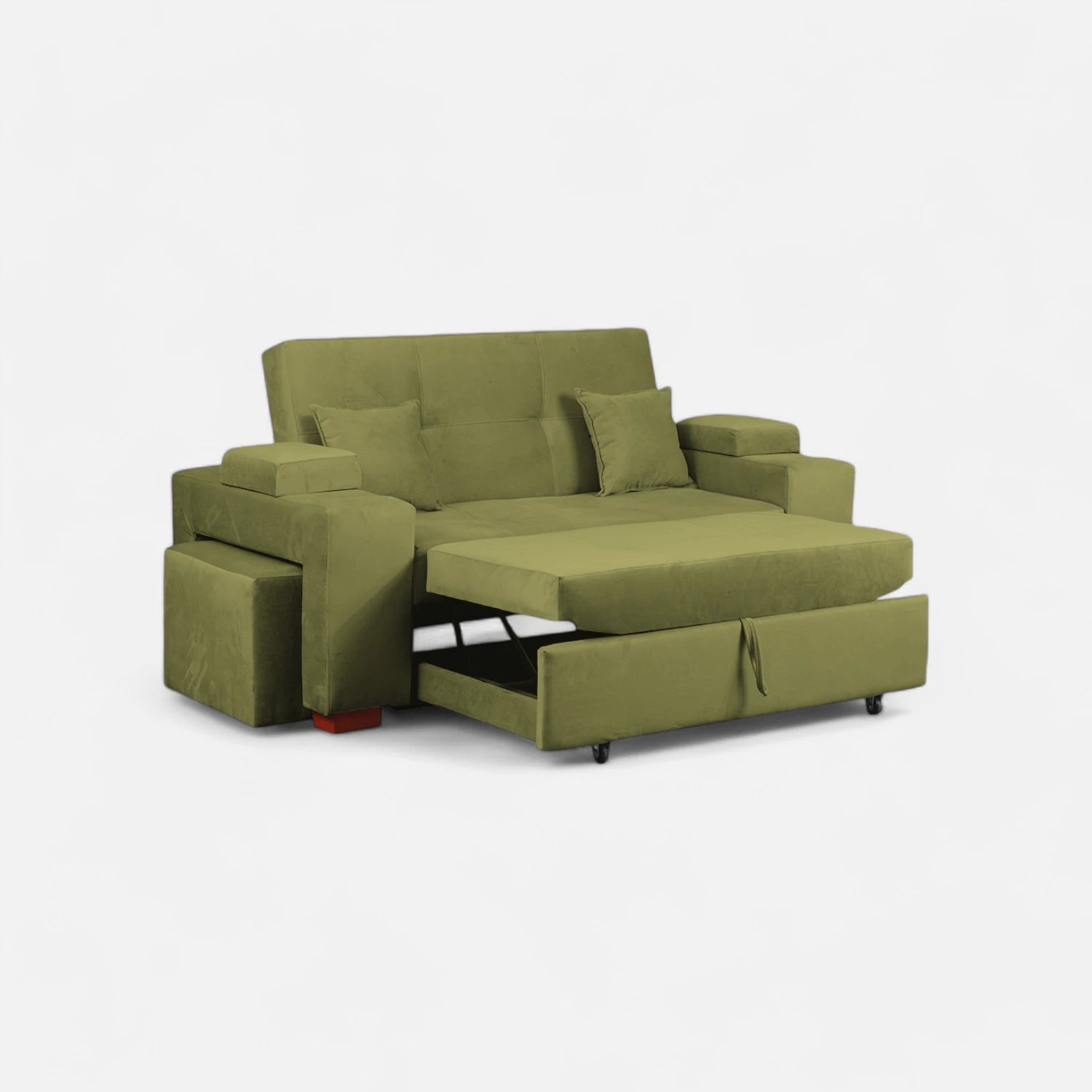 Sofá Cama Romeo - Tela Felpa Verde Musgo