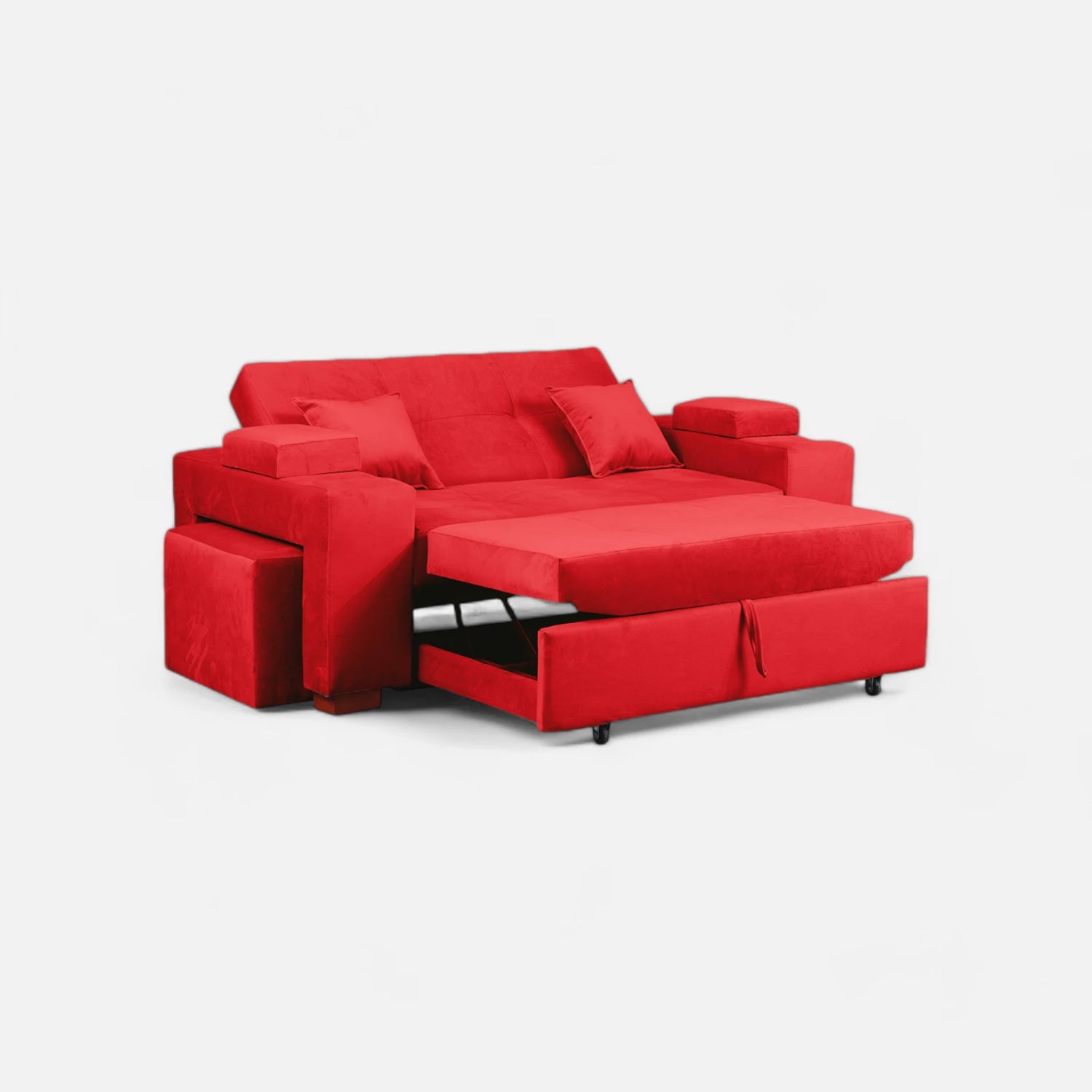 Sofá Cama Romeo - Tela Felpa Rojo