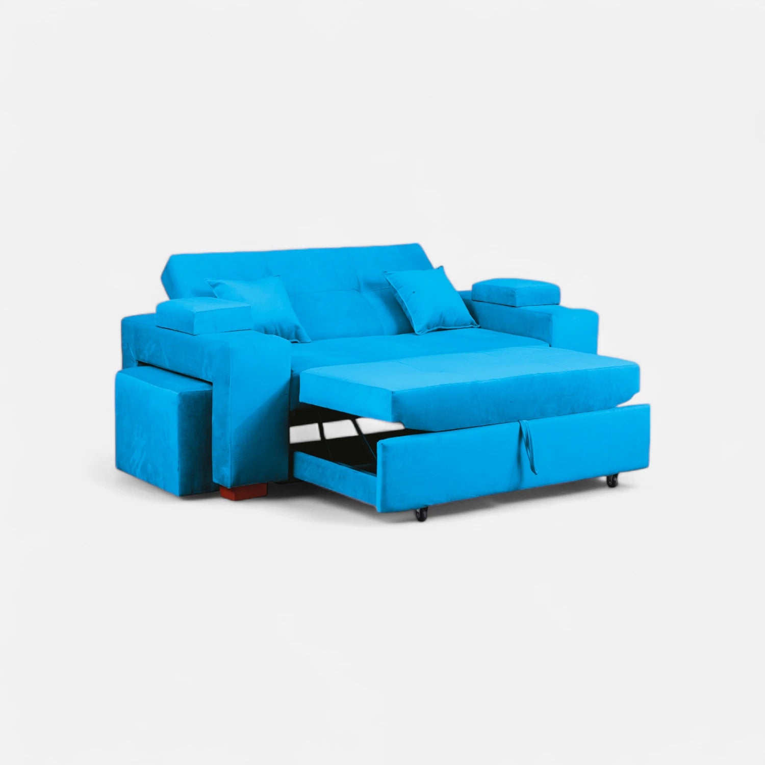 Sofá Cama Romeo - Tela Felpa Turquesa