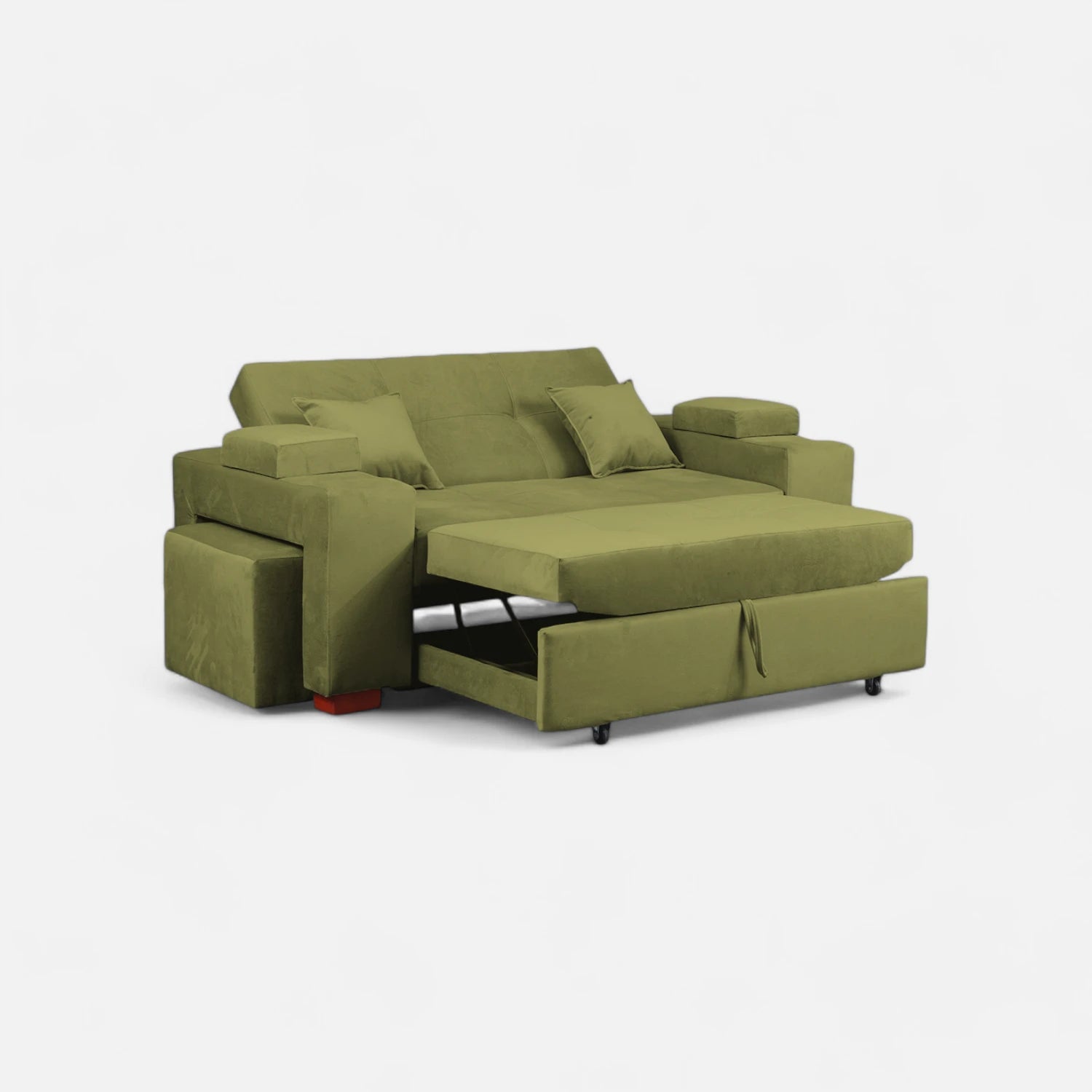 Sofá Cama Romeo - Tela Felpa Verde Musgo