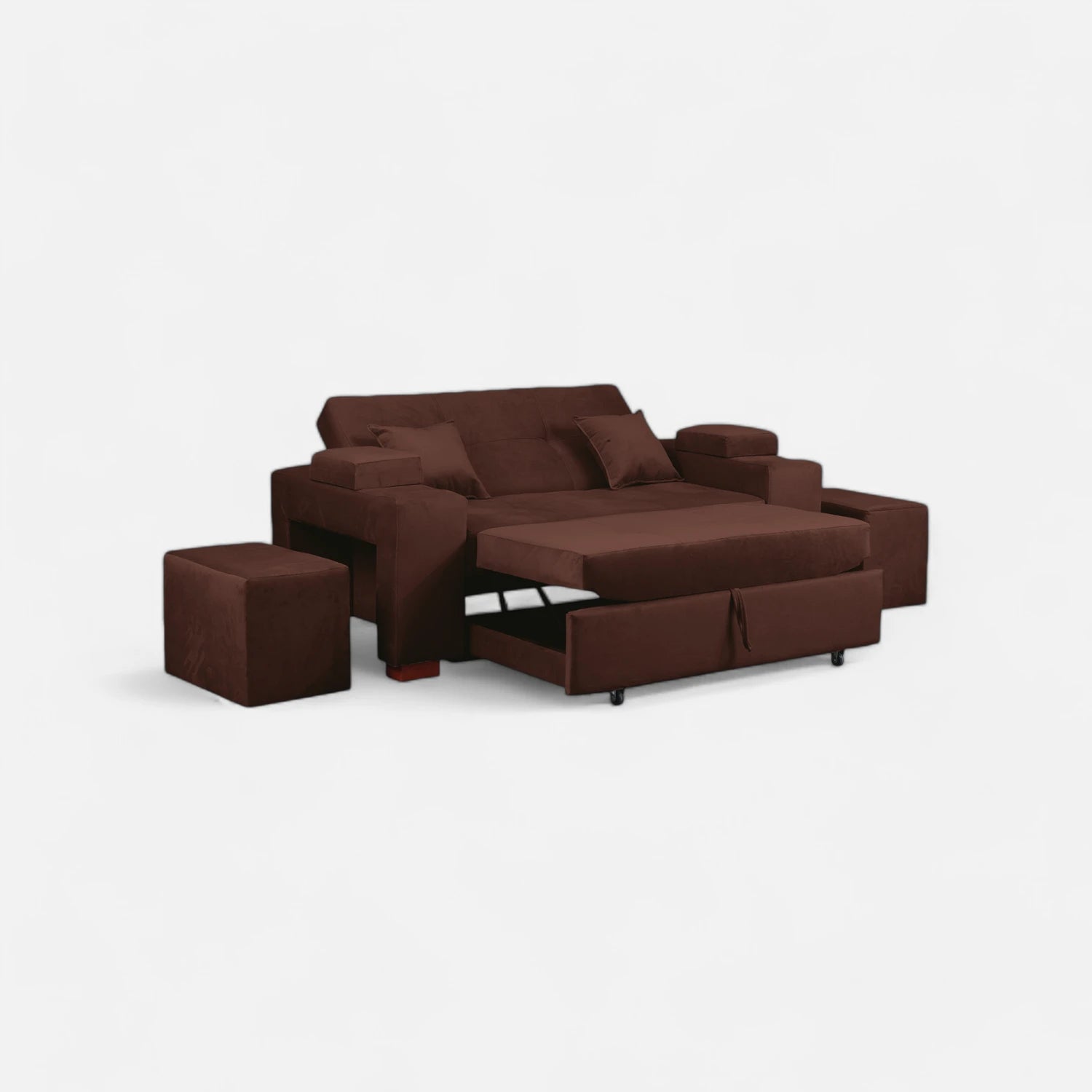 Sofá Cama Romeo - Tela Felpa Café