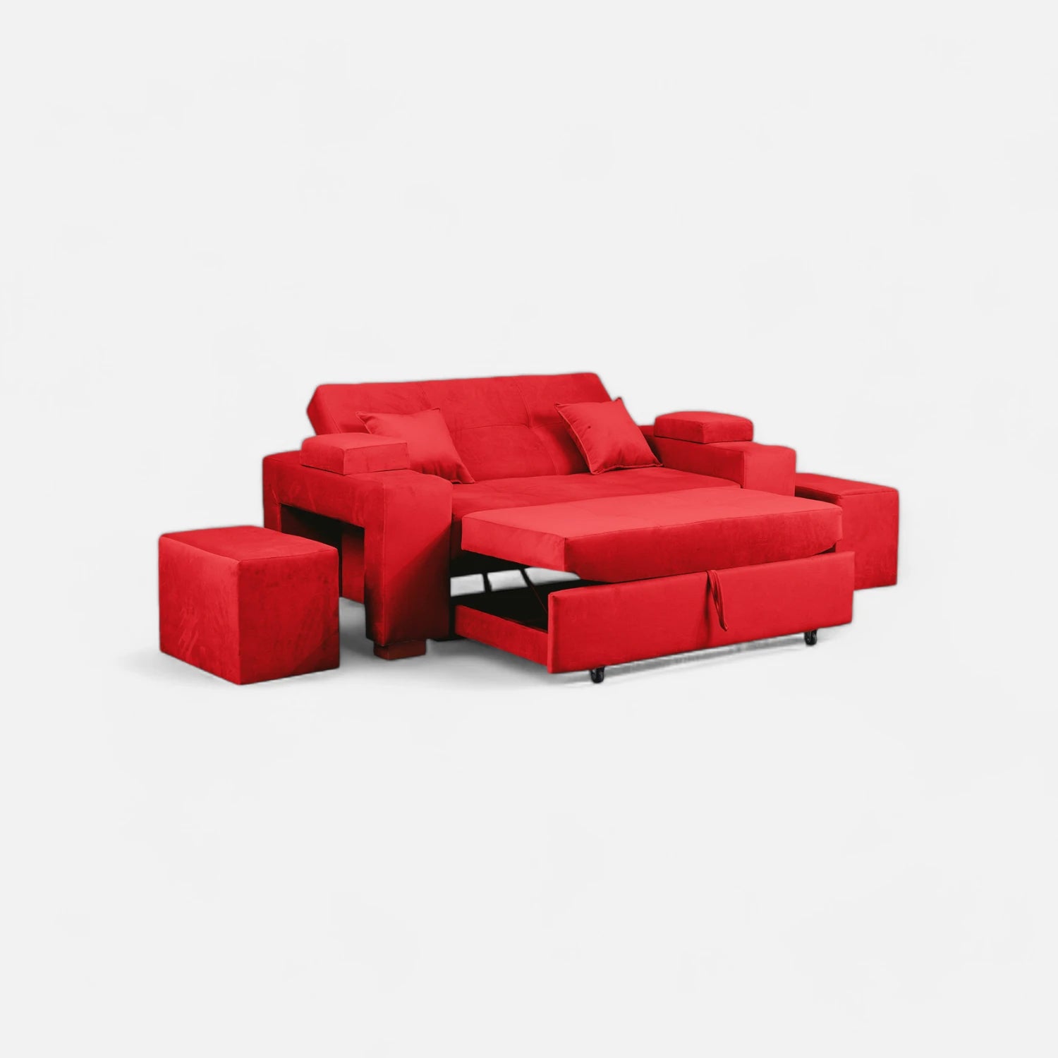 Sofá Cama Romeo - Tela Felpa Rojo