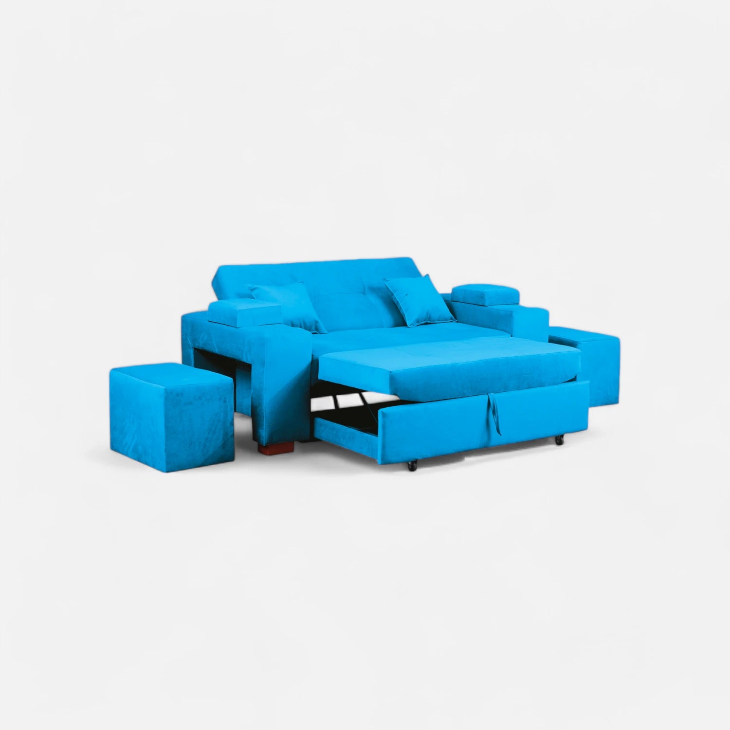 Sofá Cama Romeo - Tela Felpa Turquesa