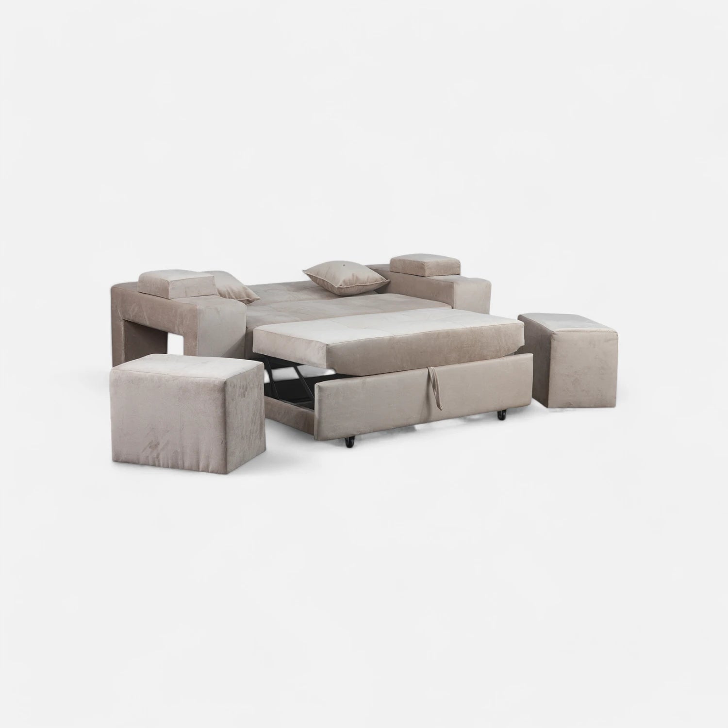 Sofá Cama Romeo - Tela Felpa Beige