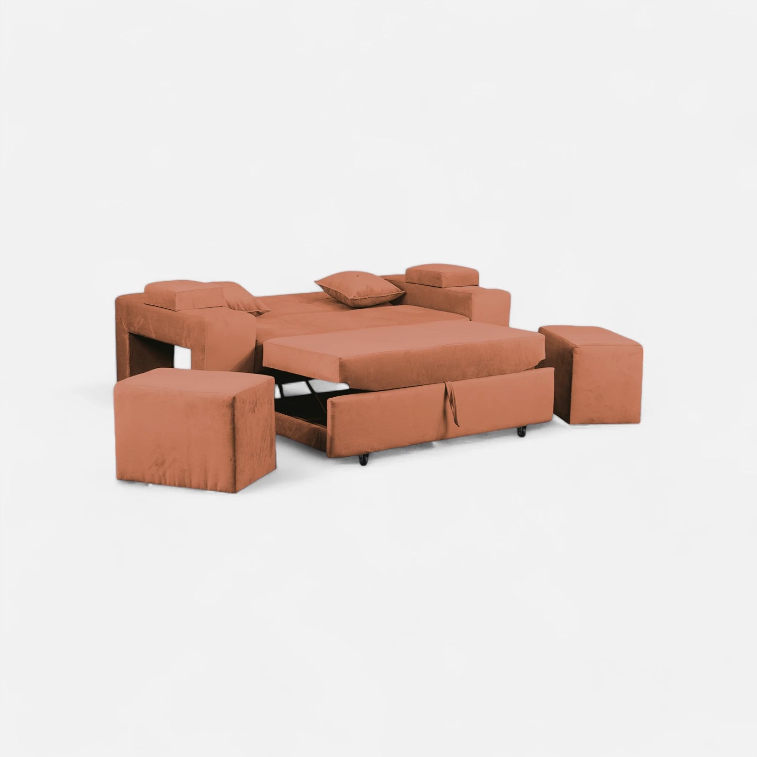 Sofá Cama Romeo - Tela Felpa Tostado