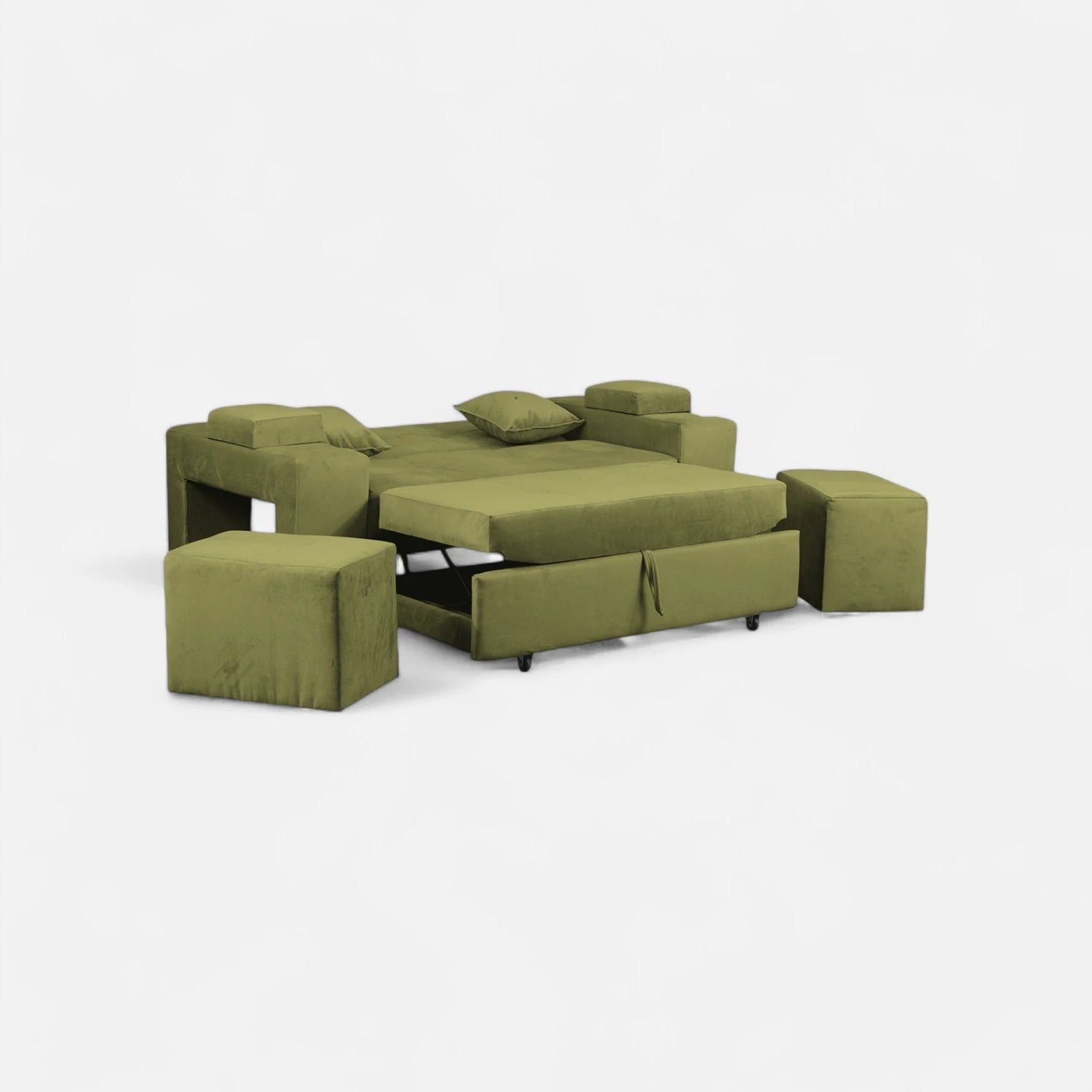 Sofá Cama Romeo - Tela Felpa Verde Musgo