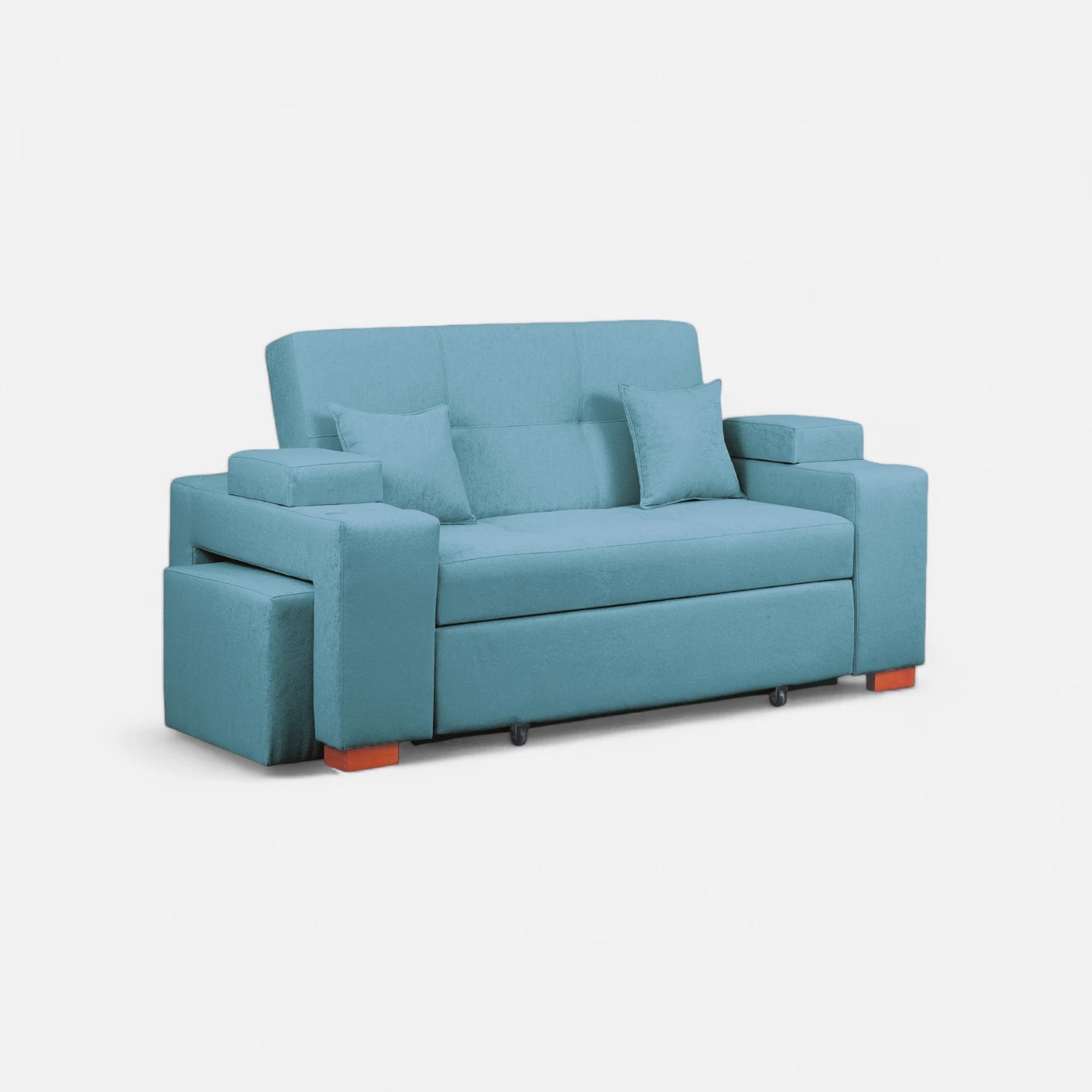 Sofá Cama Romeo - Tela Lino Sidelli Azul Claro