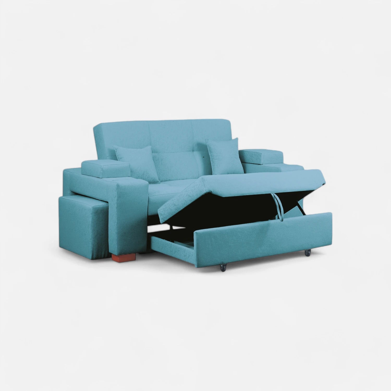 Sofá Cama Romeo - Tela Lino Sidelli Azul Claro