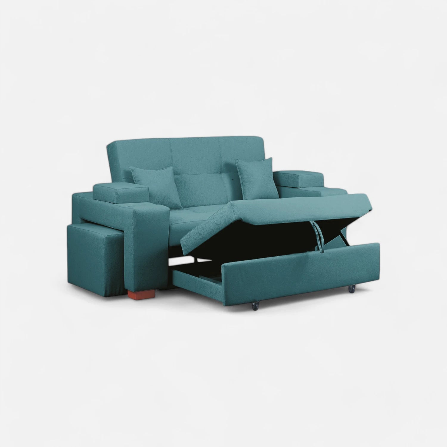 Sofá Cama Romeo - Tela Lino Sidelli Azul Petróleo