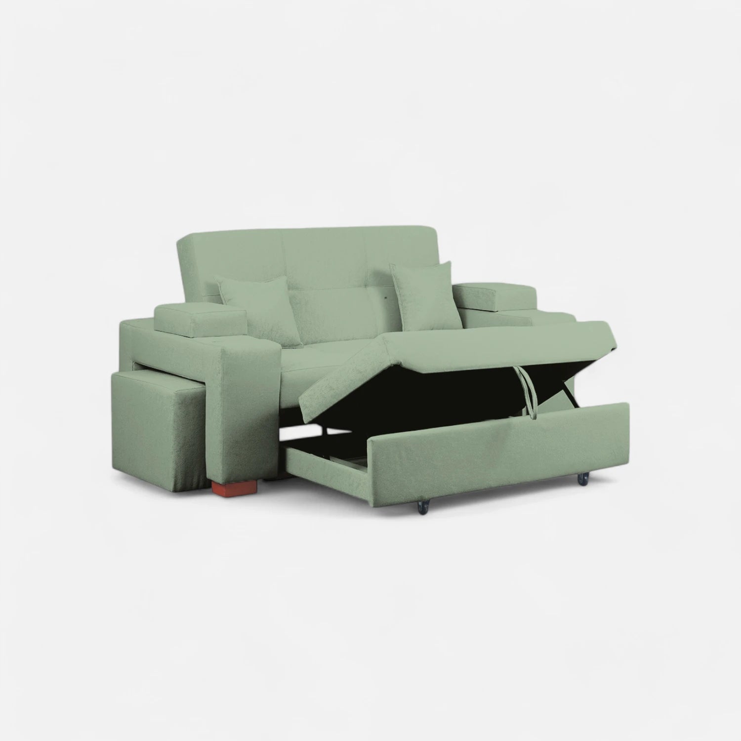 Sofá Cama Romeo - Tela Lino Sidelli Verde Agua