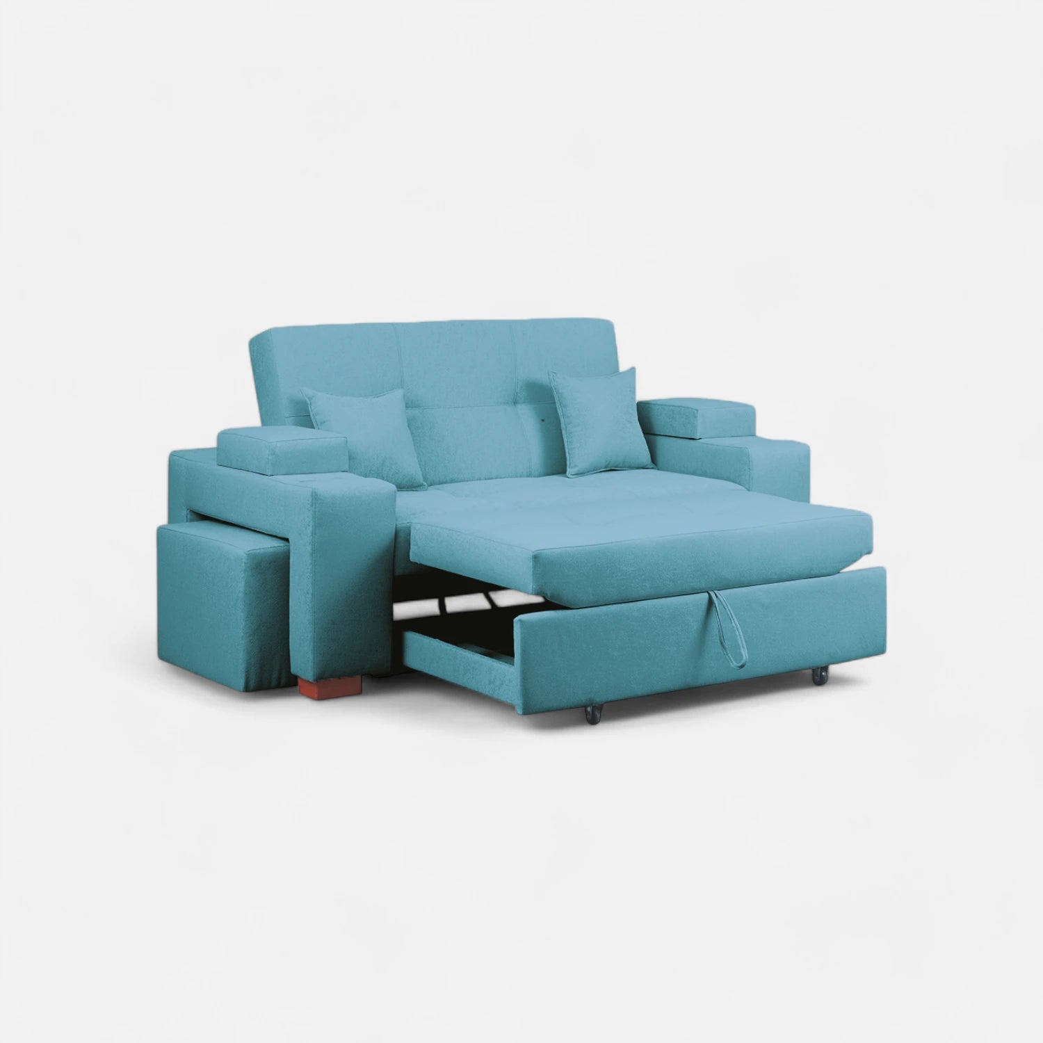 Sofá Cama Romeo - Tela Lino Sidelli Azul Claro