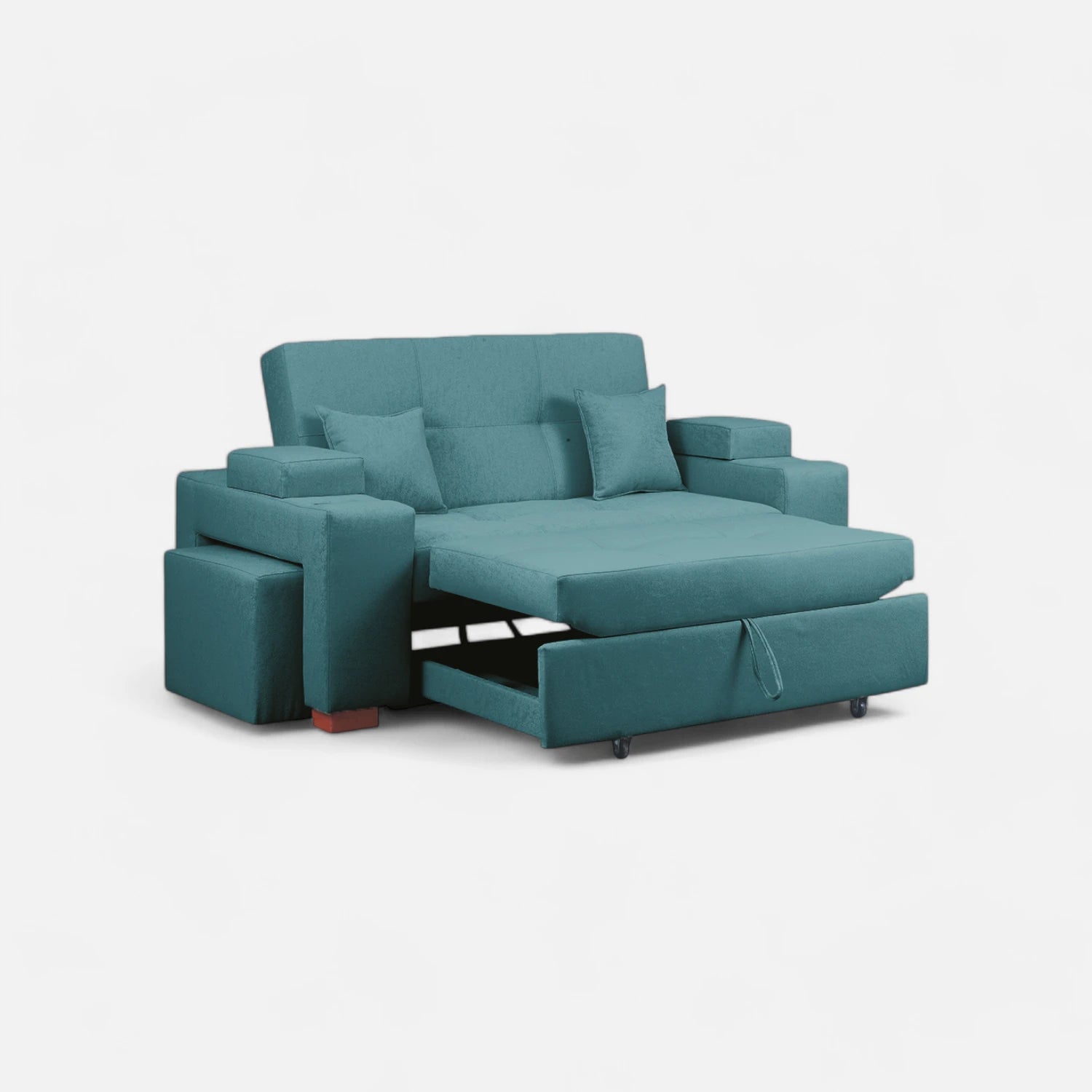 Sofá Cama Romeo - Tela Lino Sidelli Azul Petróleo