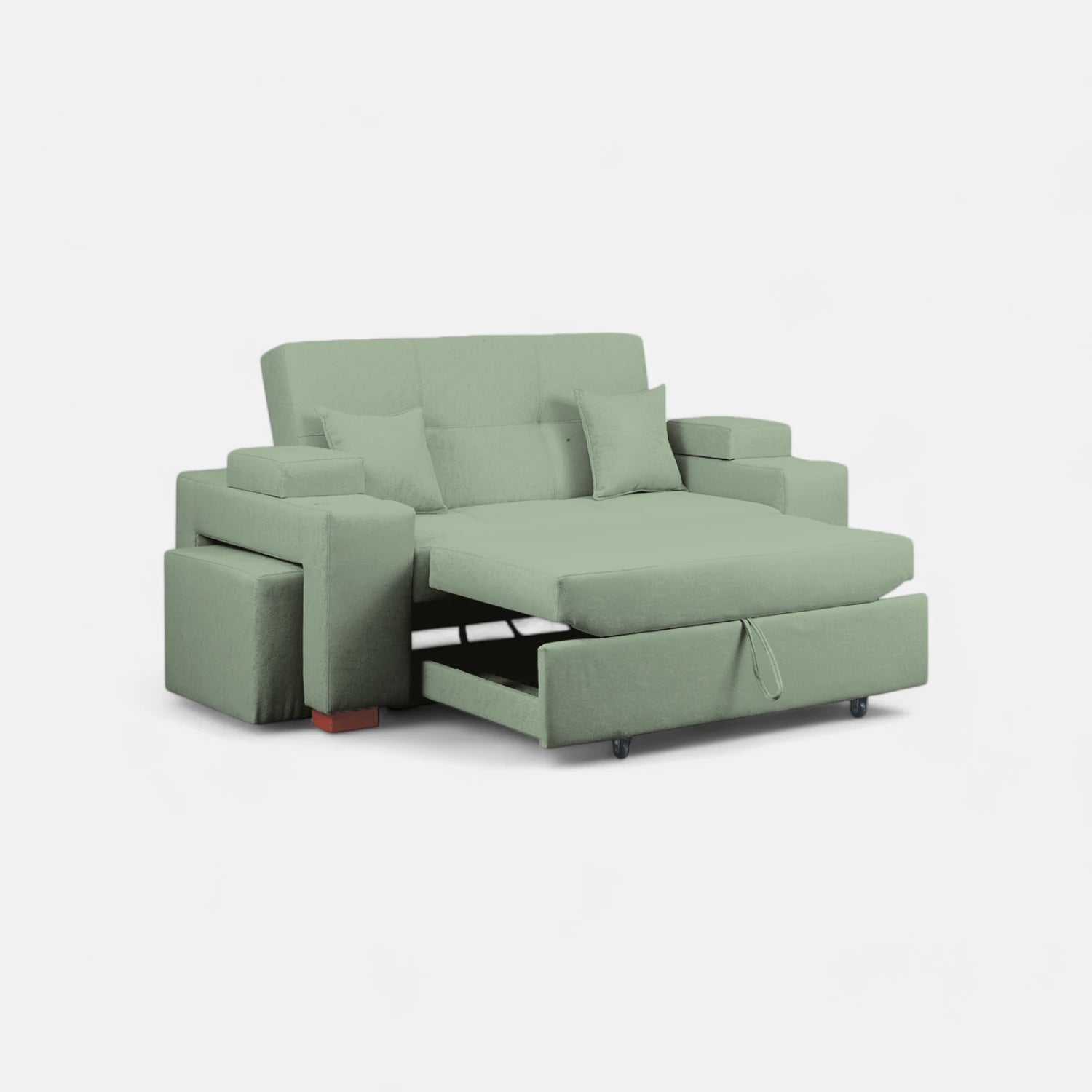 Sofá Cama Romeo - Tela Lino Sidelli Verde Agua