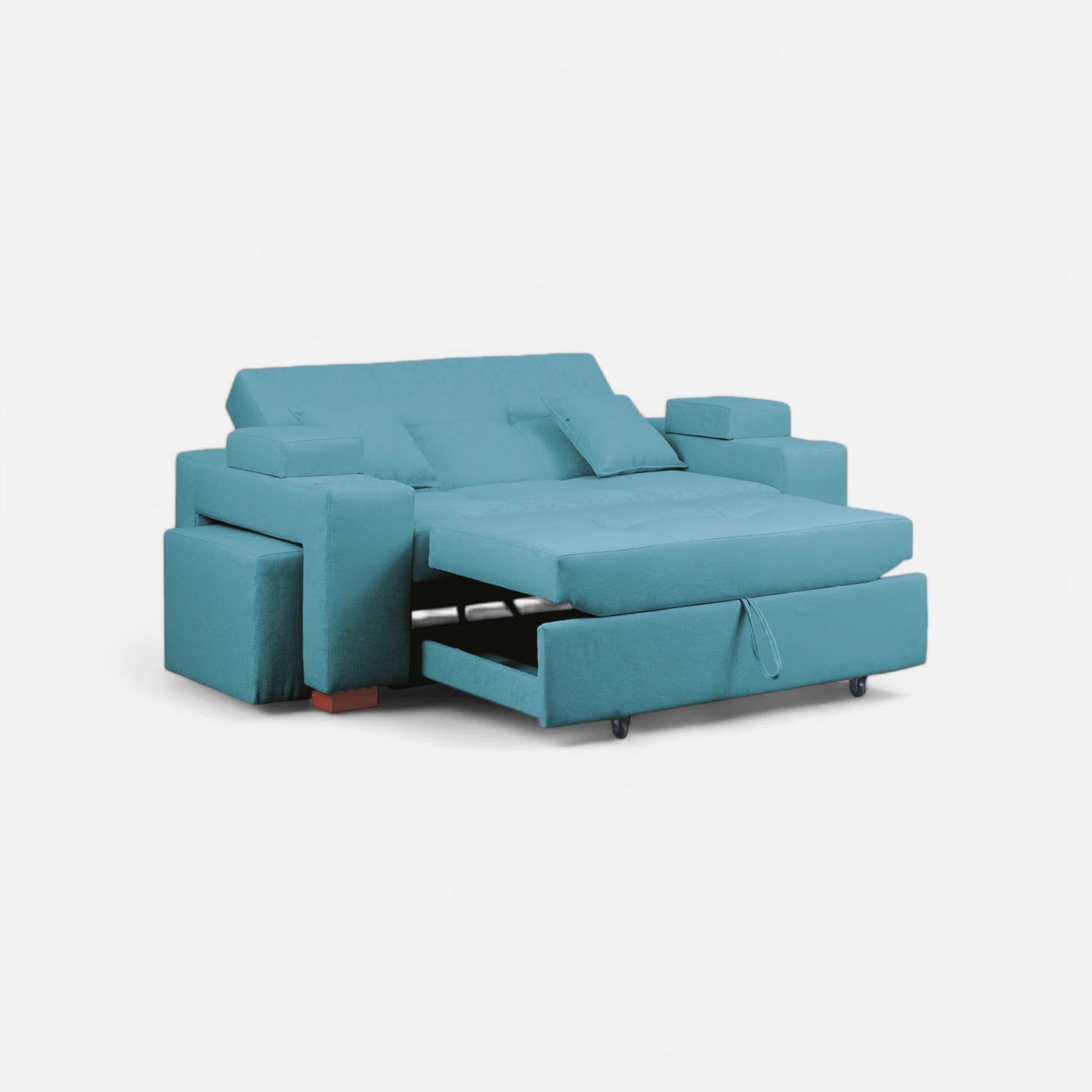 Sofá Cama Romeo - Tela Lino Sidelli Azul Claro