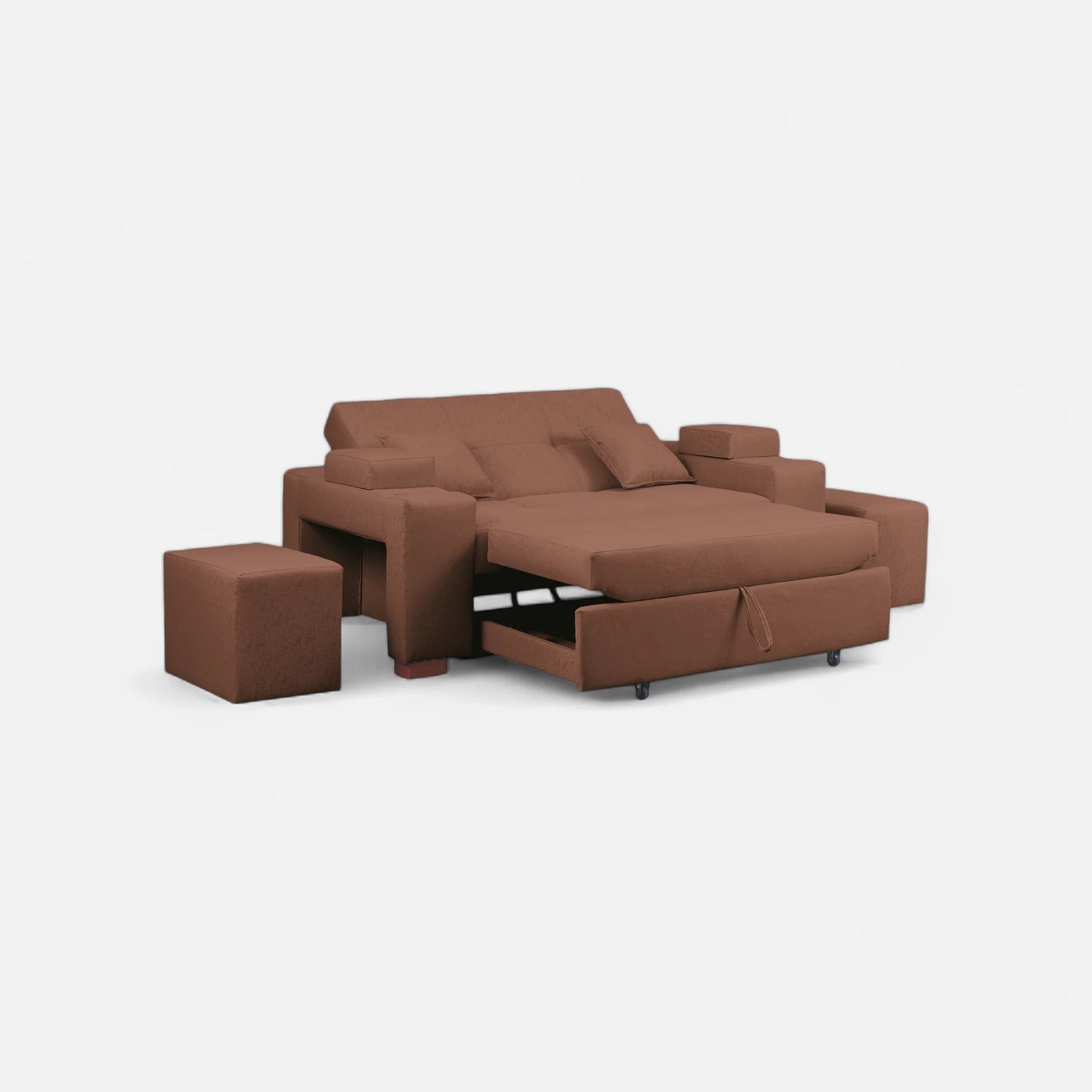 Sofá Cama Romeo - Tela Lino Sidelli Café