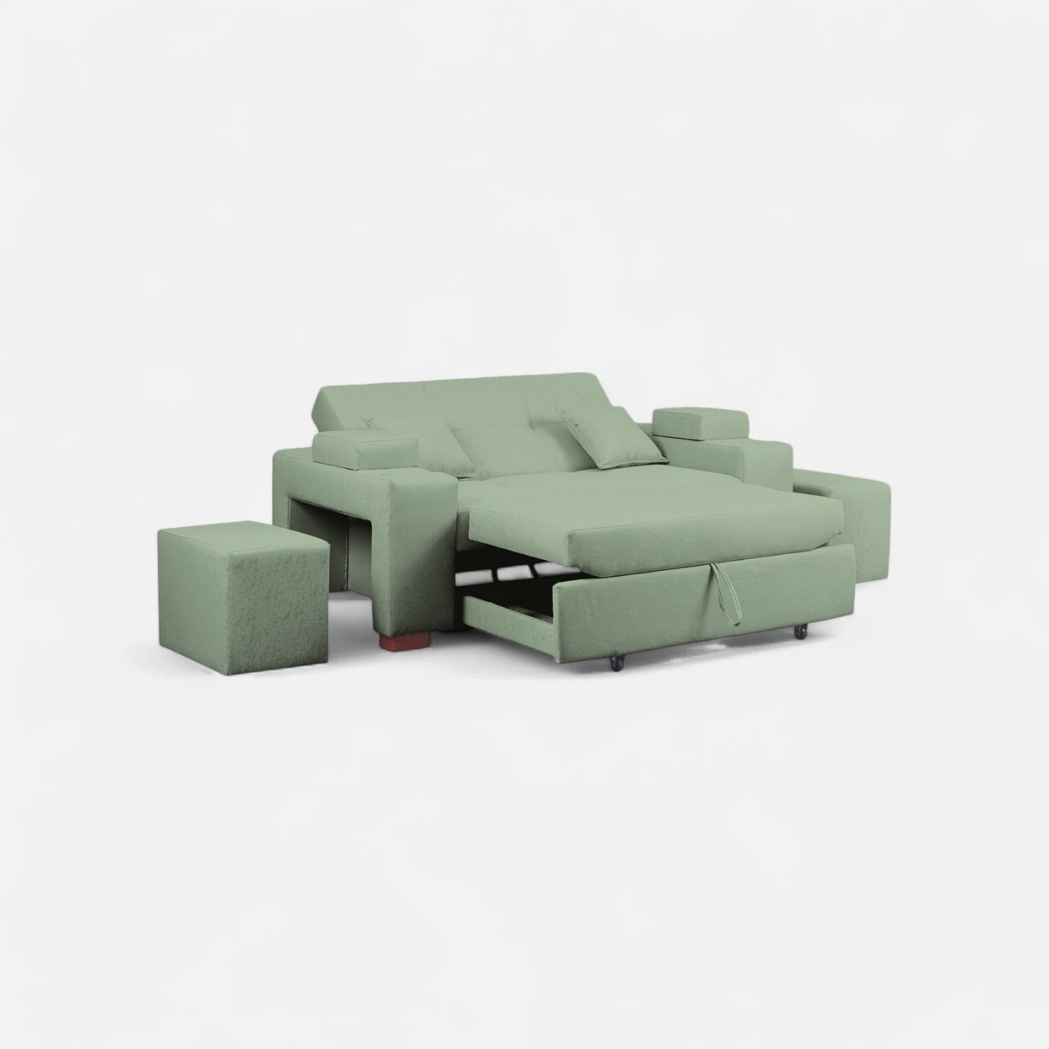 Sofá Cama Romeo - Tela Lino Sidelli Verde Agua