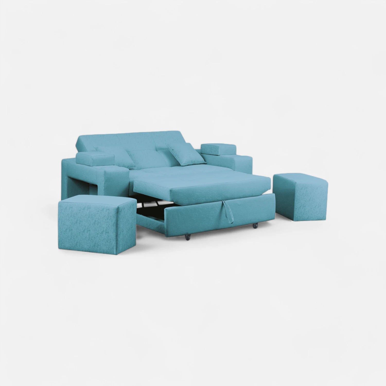 Sofá Cama Romeo - Tela Lino Sidelli Azul Claro