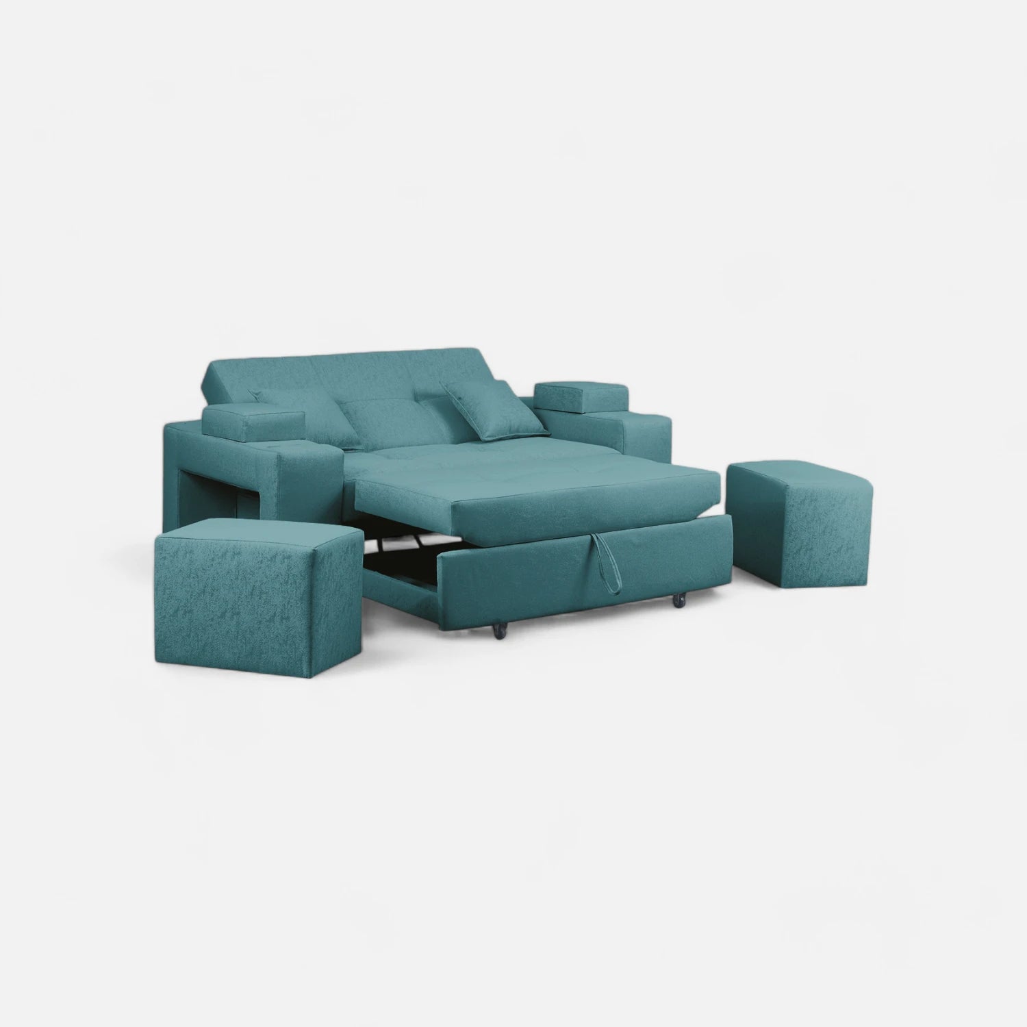 Sofá Cama Romeo - Tela Lino Sidelli Azul Petróleo