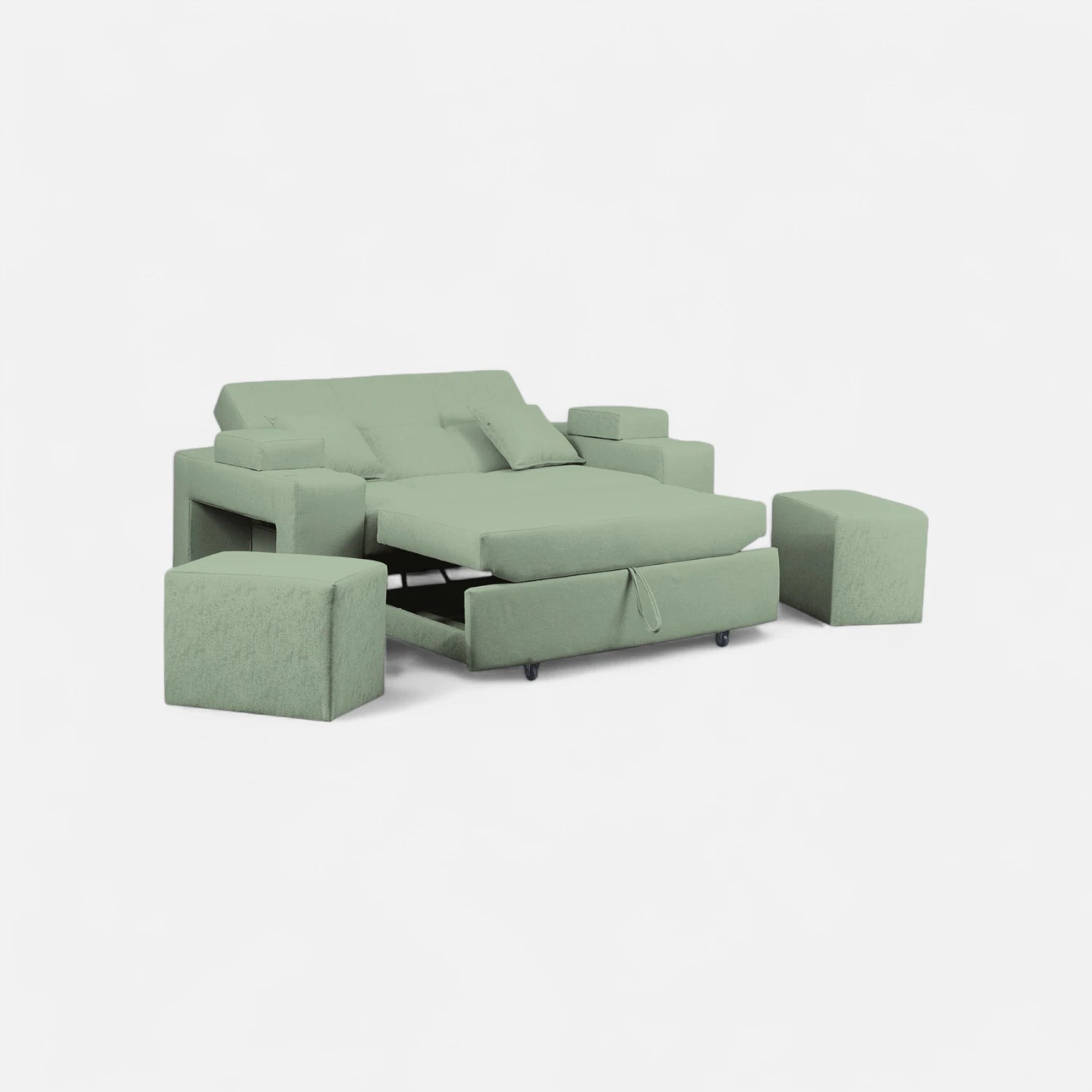 Sofá Cama Romeo - Tela Lino Sidelli Verde Agua