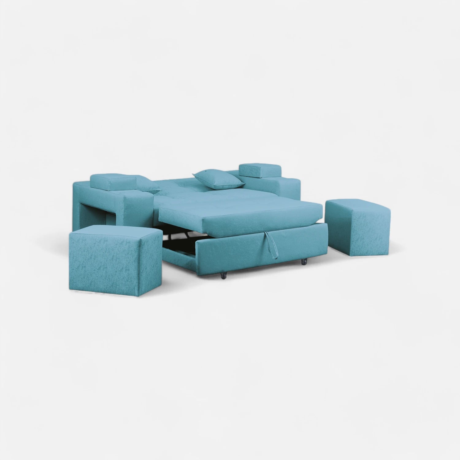 Sofá Cama Romeo - Tela Lino Sidelli Azul Claro