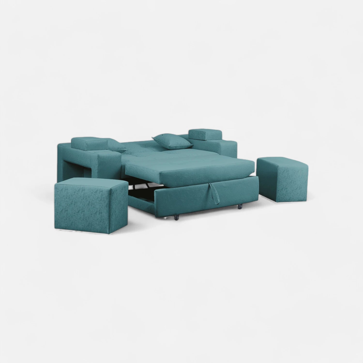 Sofá Cama Romeo - Tela Lino Sidelli Azul Petróleo