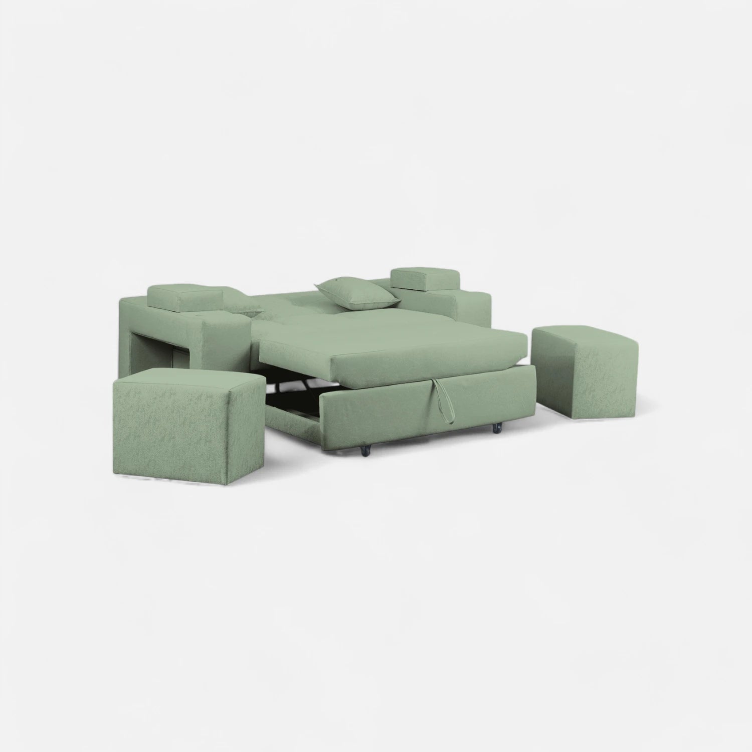 Sofá Cama Romeo - Tela Lino Sidelli Verde Agua