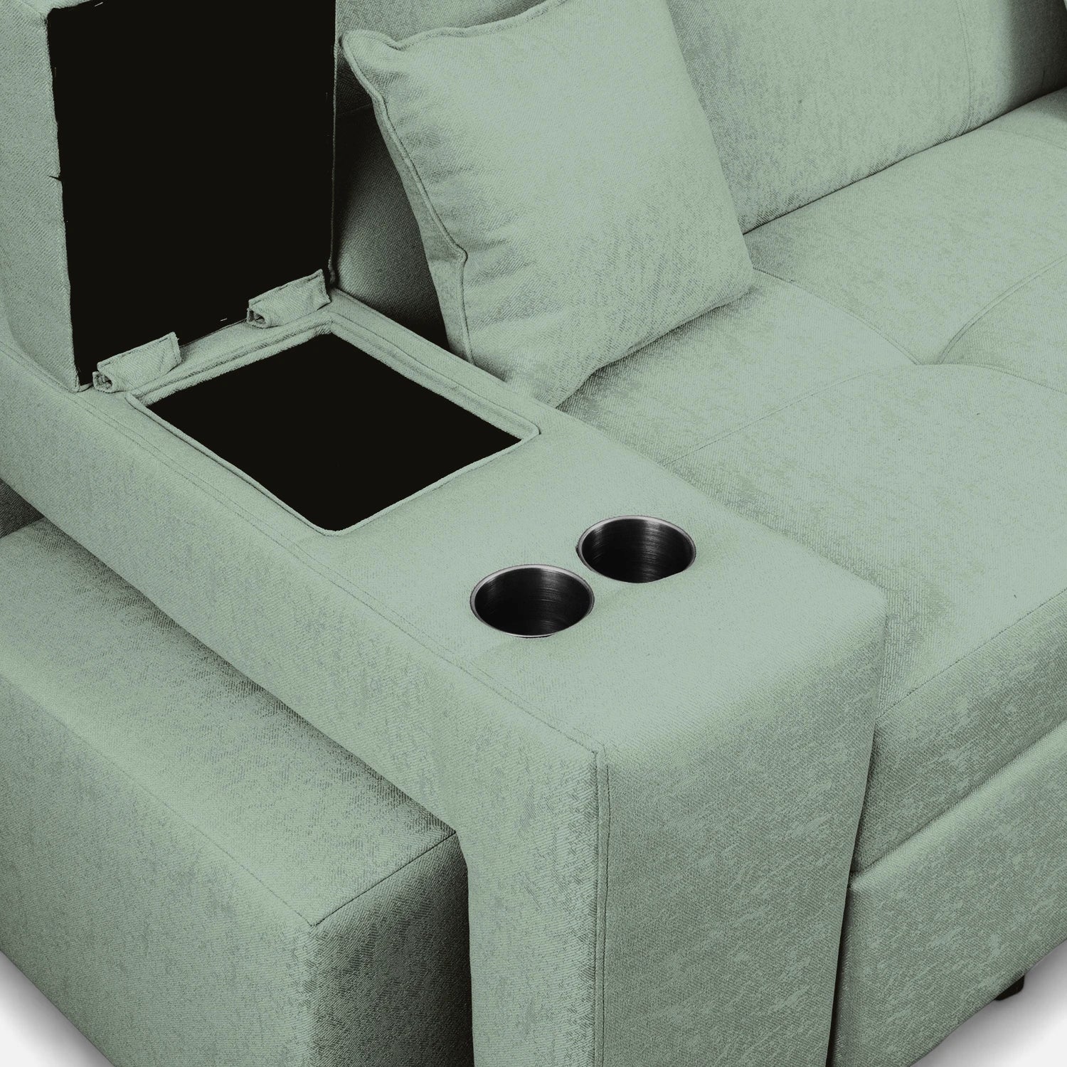 Sofá Cama Romeo - Tela Lino Bahía Verde Agua