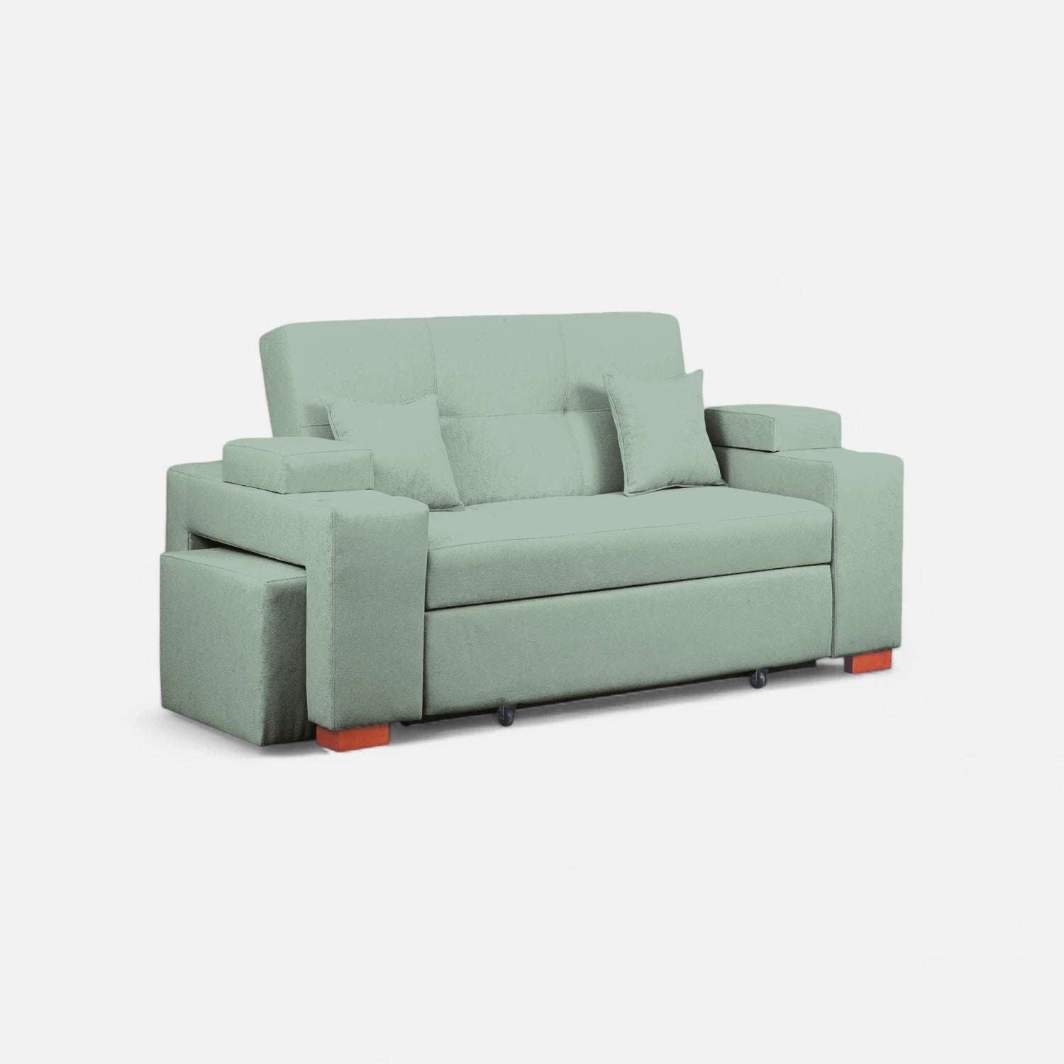 Sofá Cama Romeo - Tela Lino Bahía Verde Agua