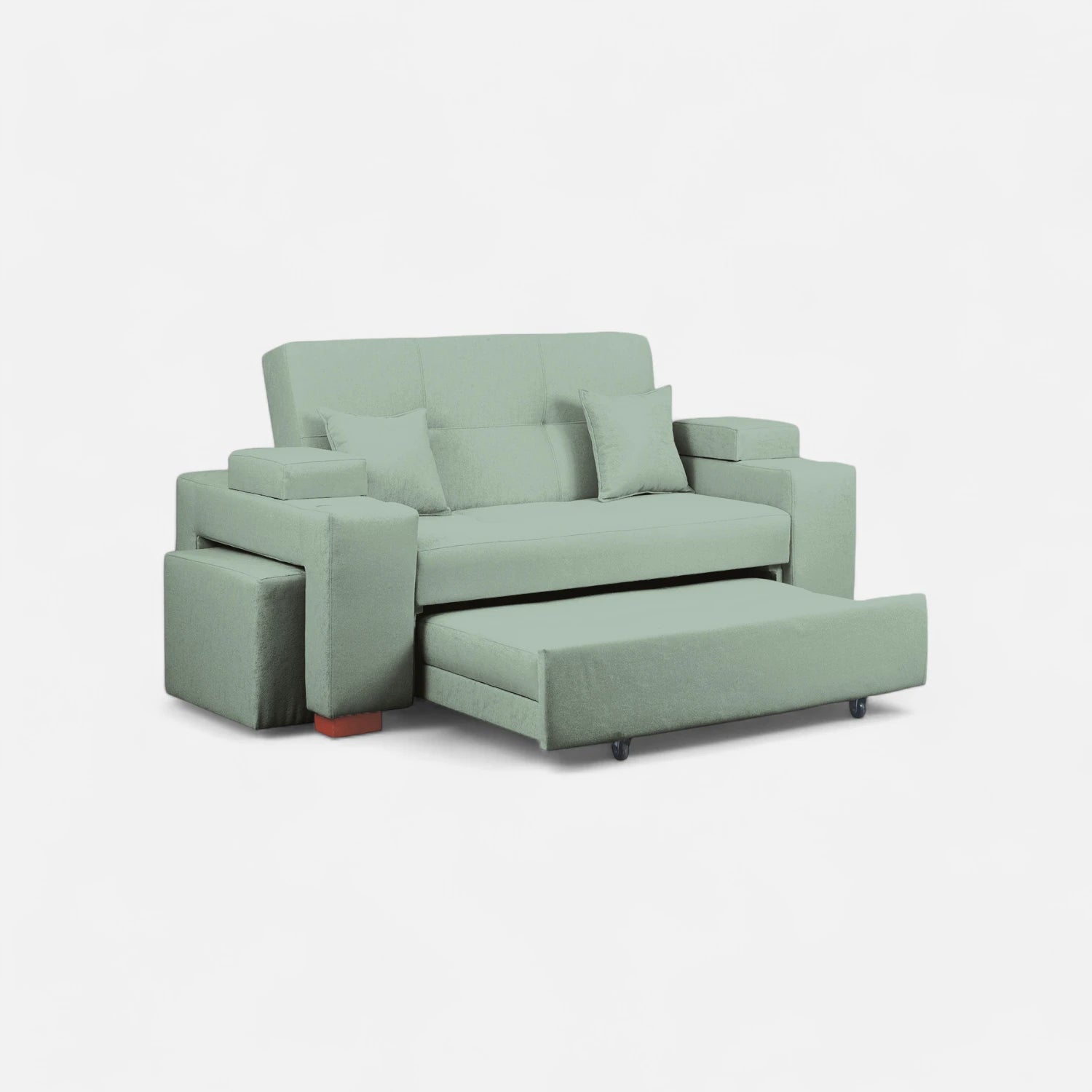 Sofá Cama Romeo - Tela Lino Bahía Verde Agua