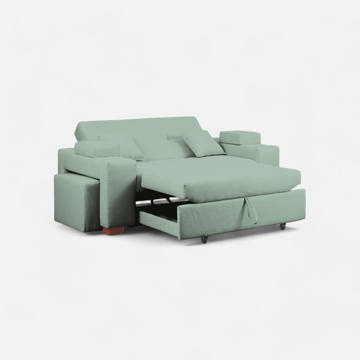 Sofá Cama Romeo - Tela Lino Bahía Verde Agua