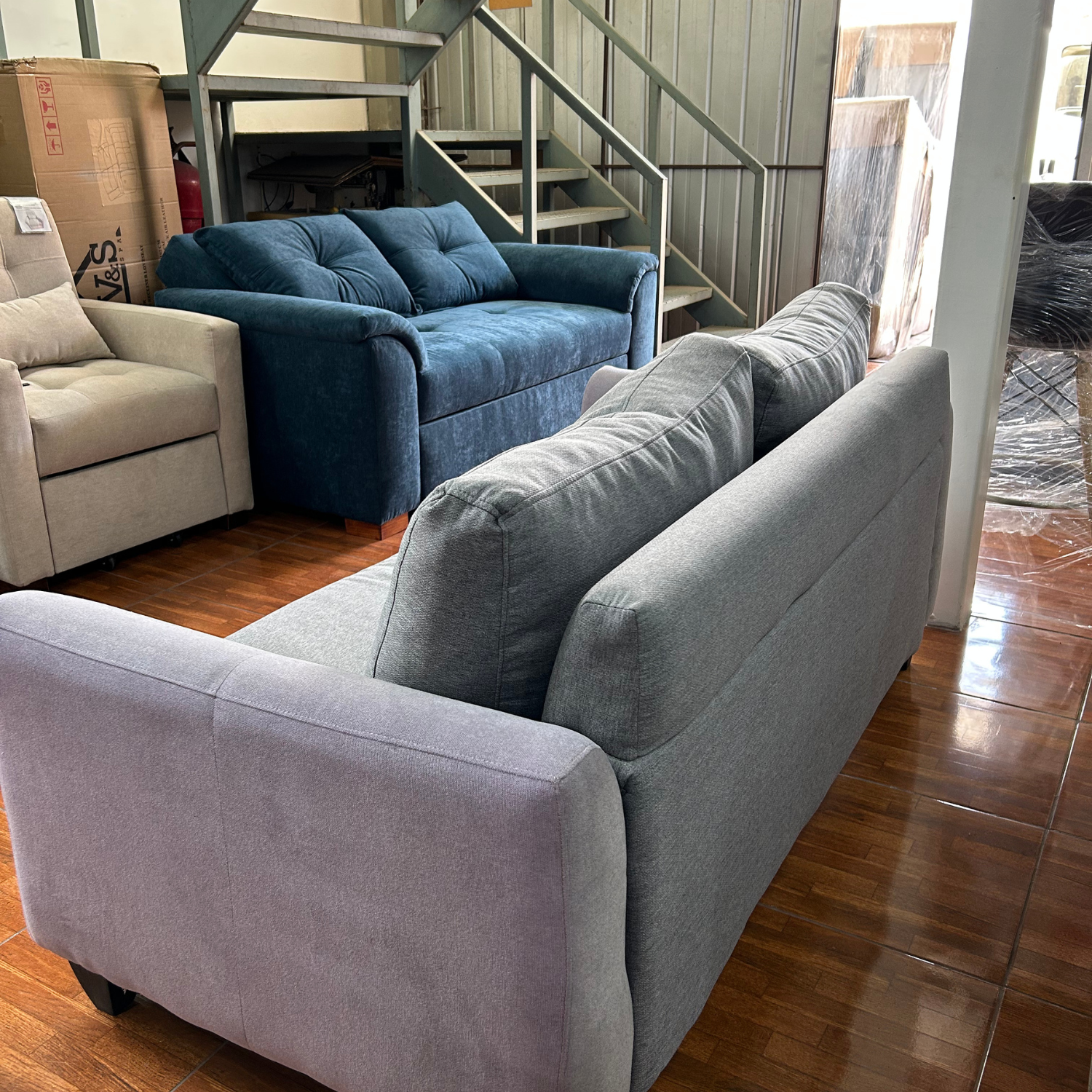 Sofá Lía 3 Cuerpos  - Tela Lino Gris (2da selección)