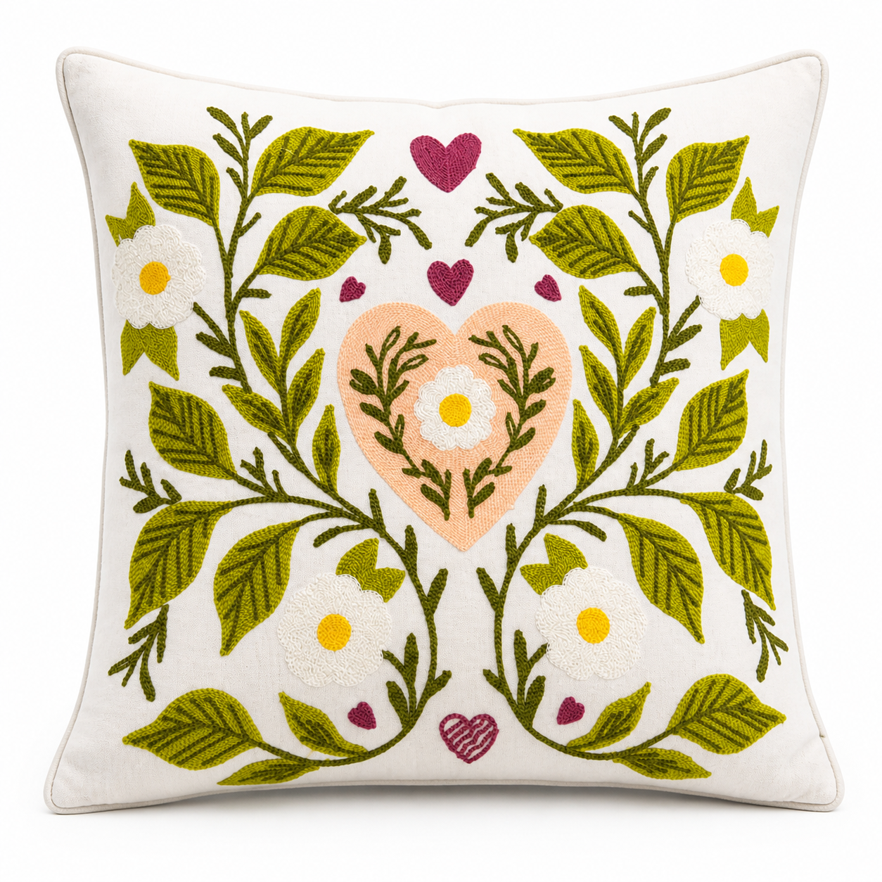 Cojín Decorativo Corazón Botánico 50x50cm | mueblesamerica.cl