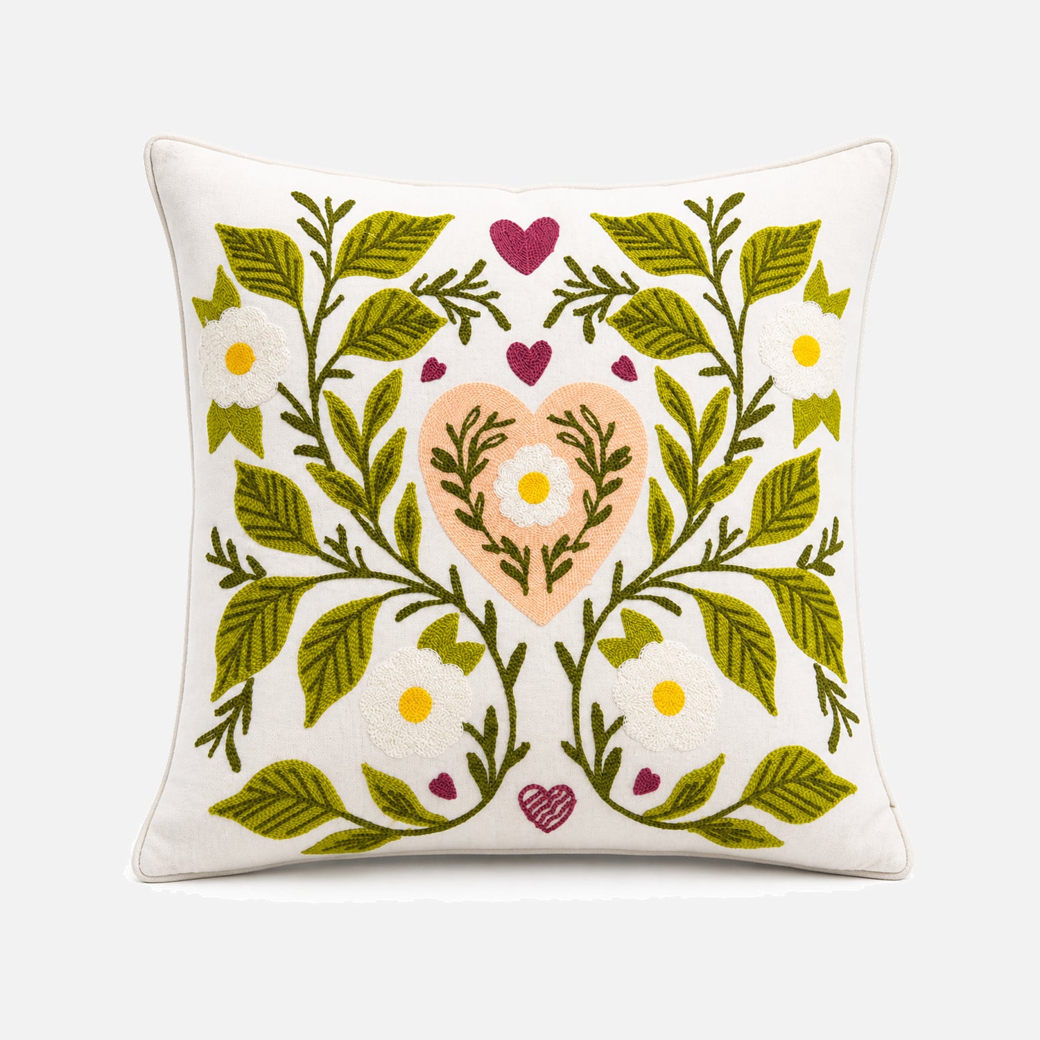 Cojín Decorativo Corazón Botánico 50x50cm | mueblesamerica.cl