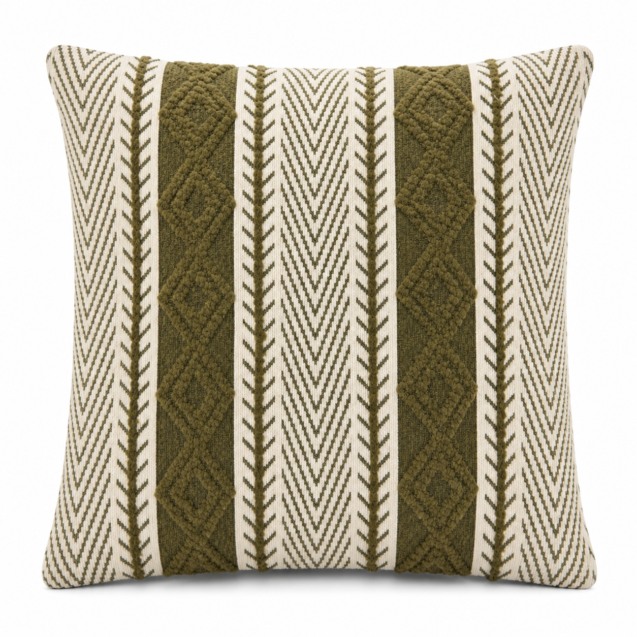 Cojín Decorativo Tribal Verde Musgo 50x50cm | mueblesamerica.cl